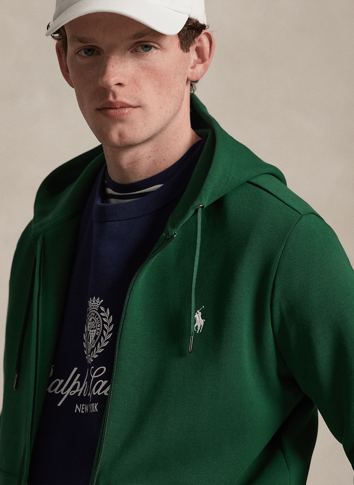 Sweat zippé à capuche en coton doux | Vert POLO RALPH LAUREN Homme