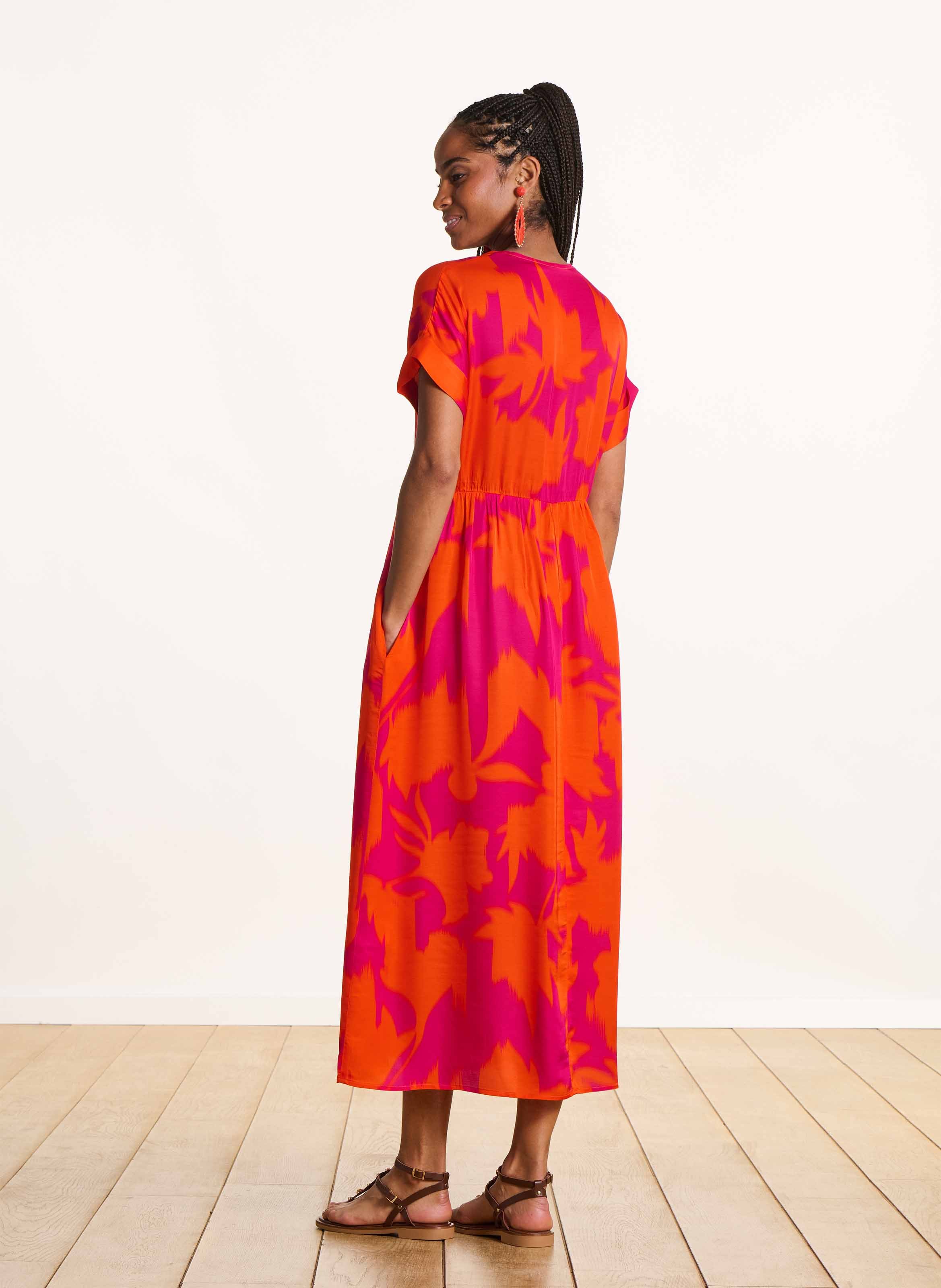 Robe midi imprimée col v LA FEE MARABOUTEE Multicolore