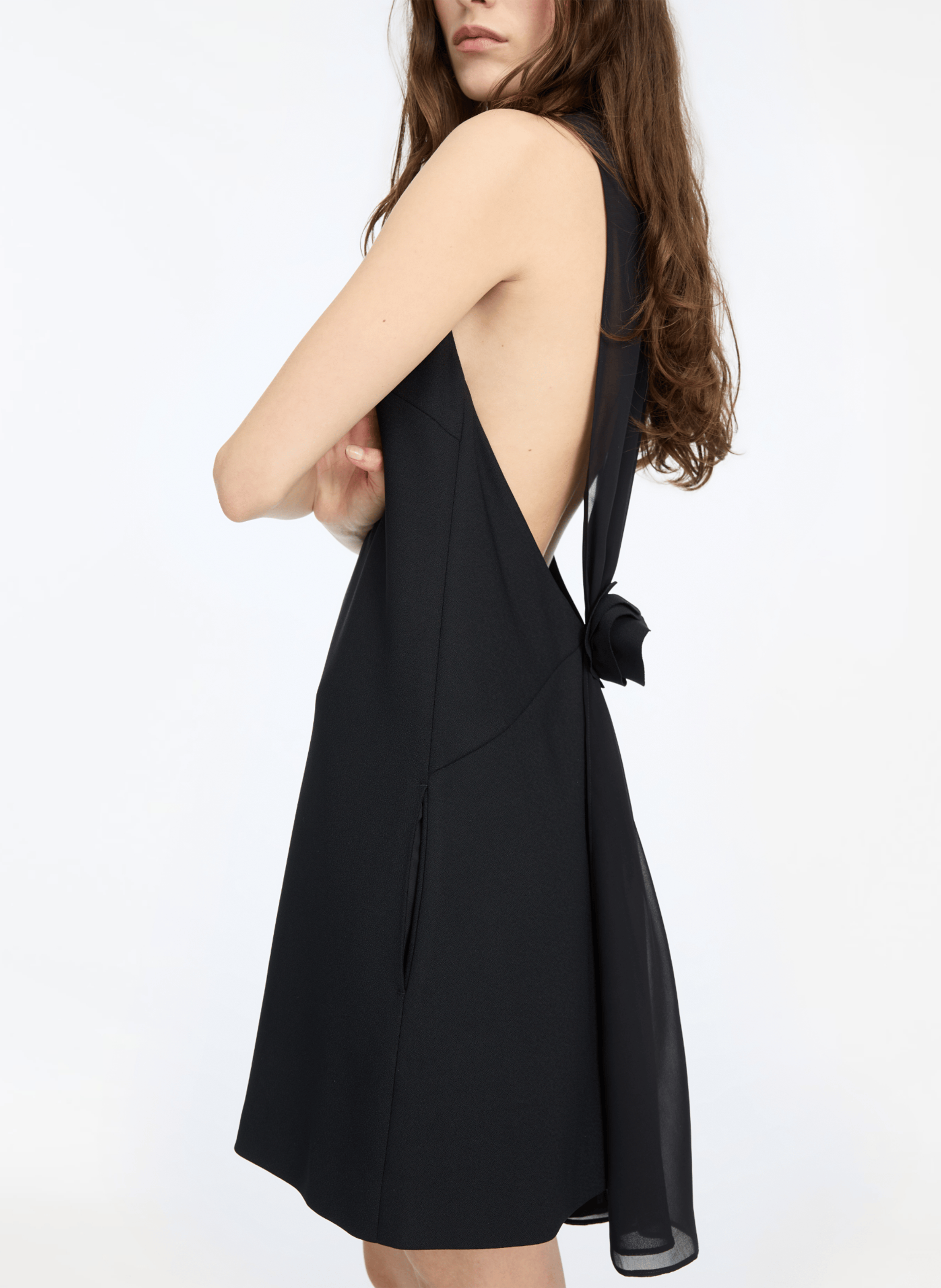 Short round-neck dress ROTATE Black