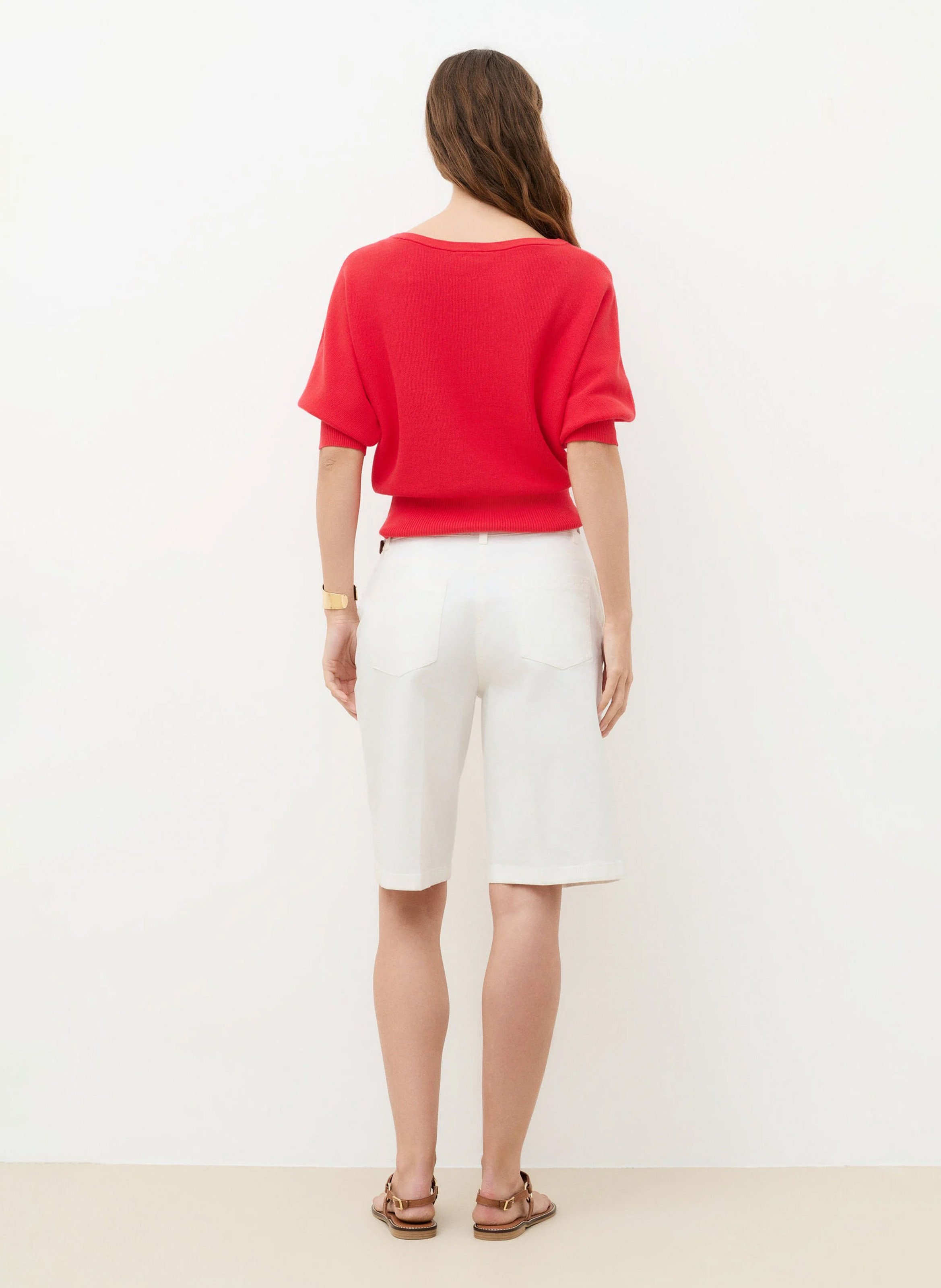Oversized boat-neck cotton sweater | Red CAROLL Women