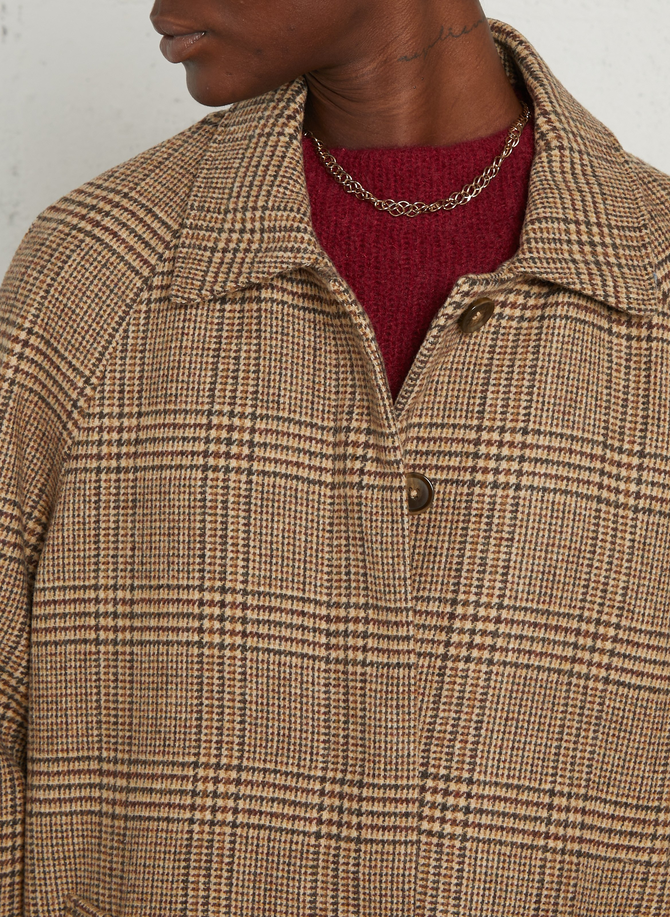 Manteau en laine mélangée JC SOPHIE Marron