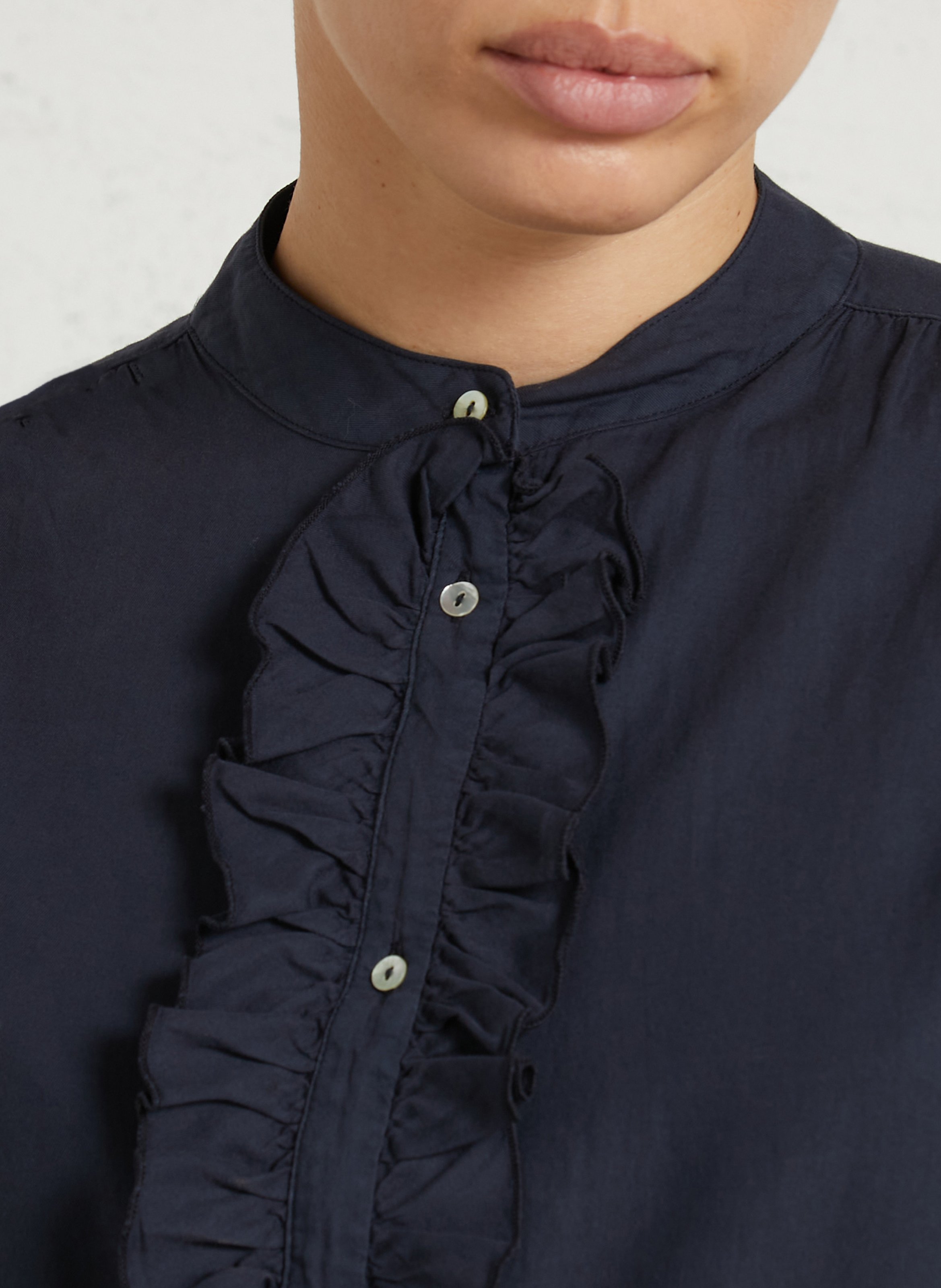 Chemise col mao en coton BELLA JONES Bleu