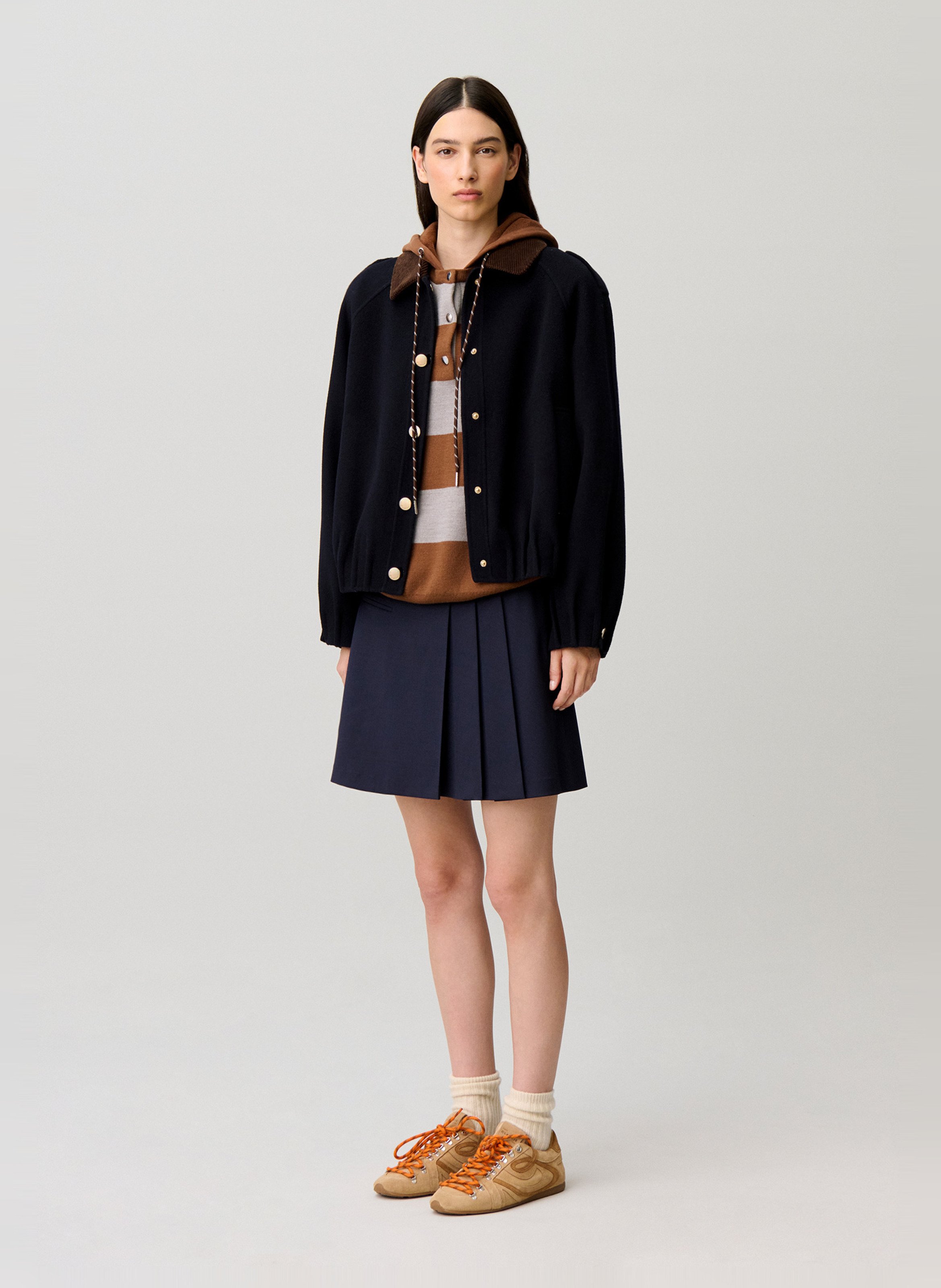 Veste droite en laine mélangée CLAUDIE PIERLOT Bleu