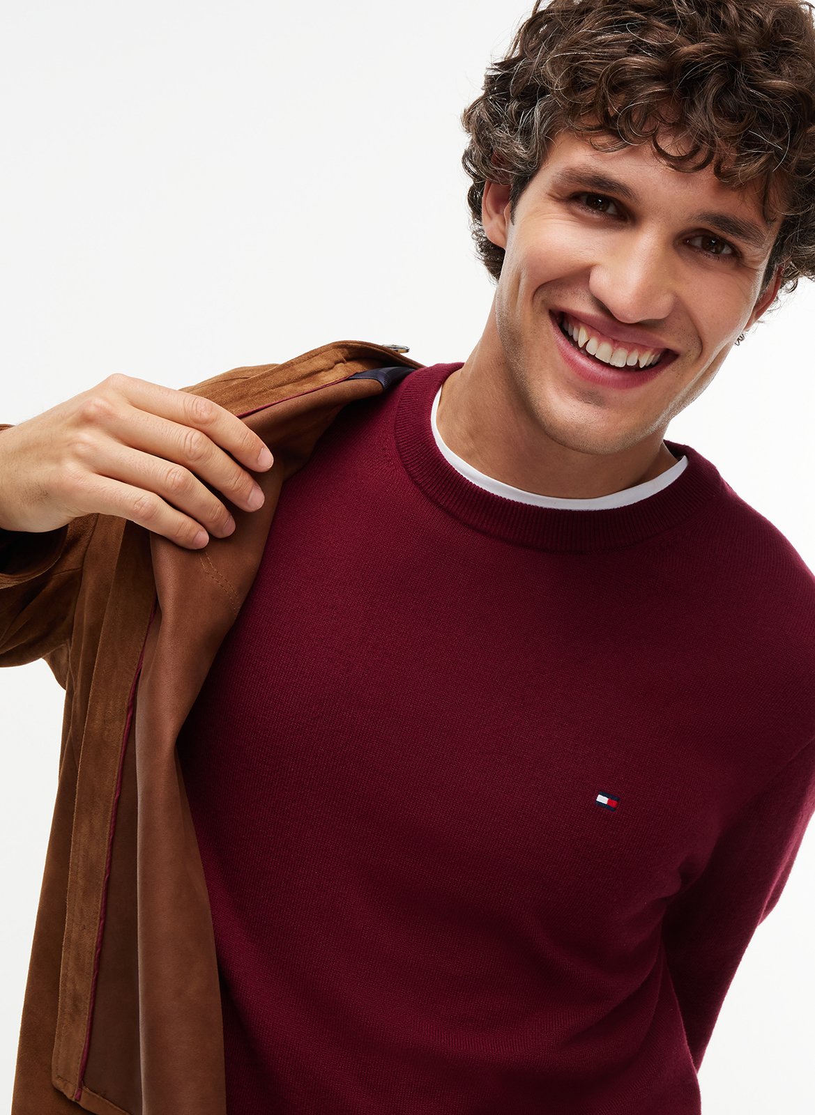 Gebreide trui met ronde hals - katoenblend TOMMY HILFIGER Violet