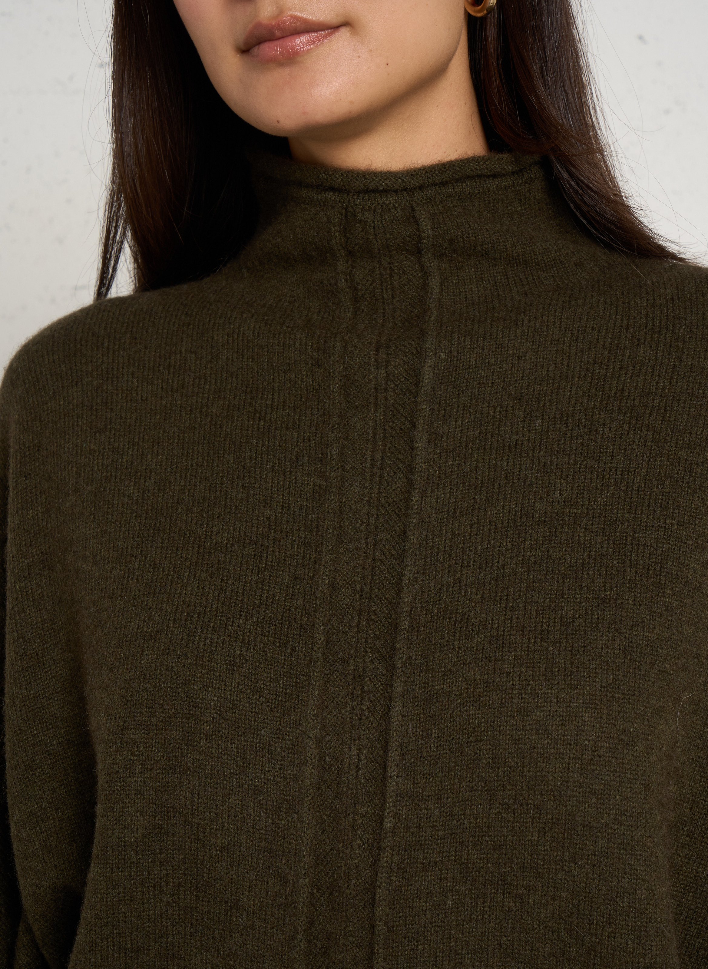 Ruime wollen cape met capuchon MAISON 123 Kaki