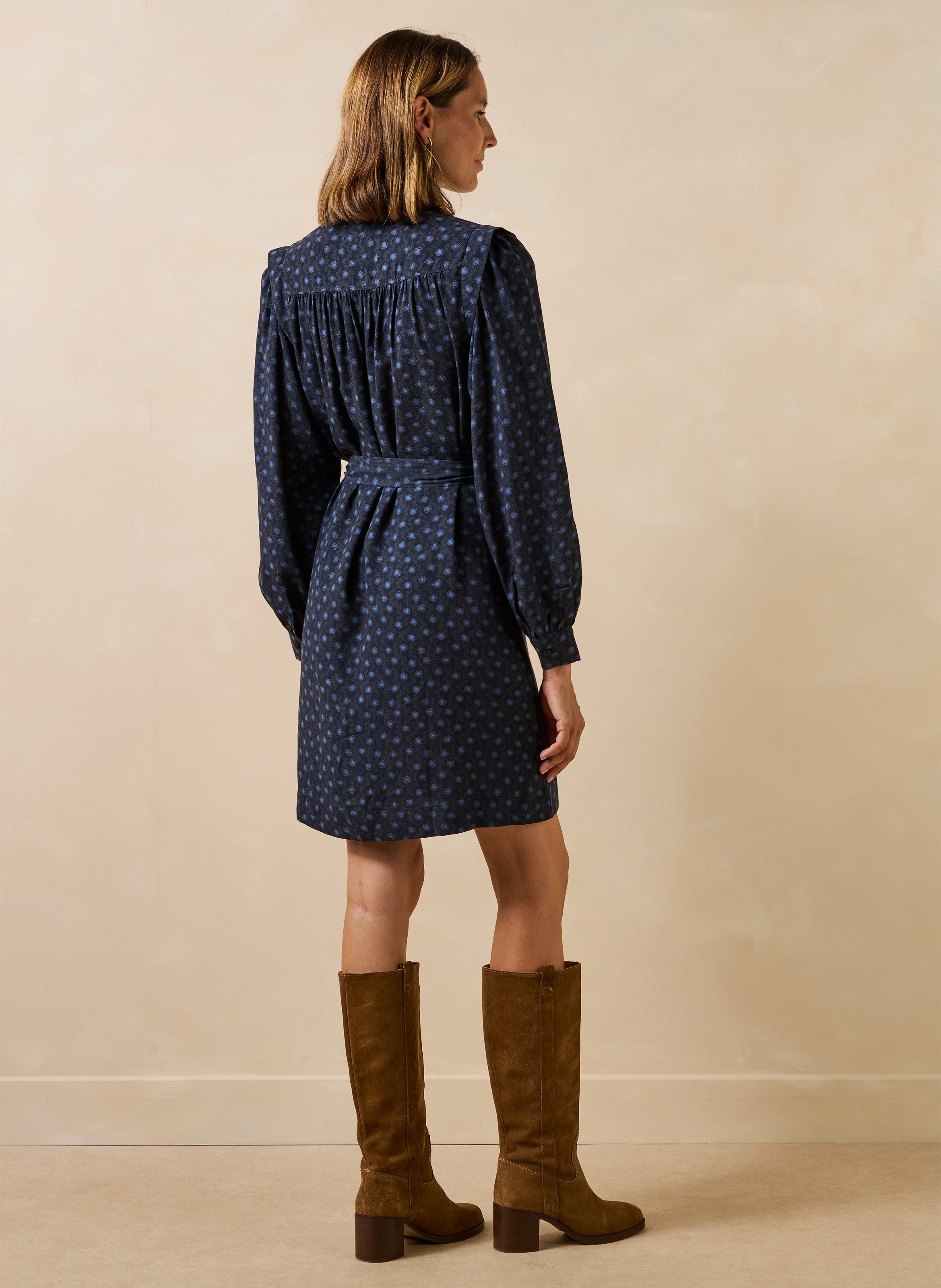 Rechte korte jurk met print LA FEE MARABOUTEE Blauw