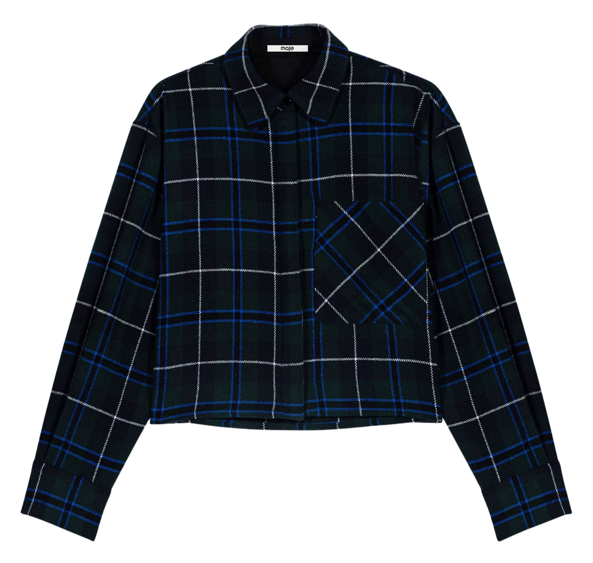Checked shirt with classic collar MAJE Green