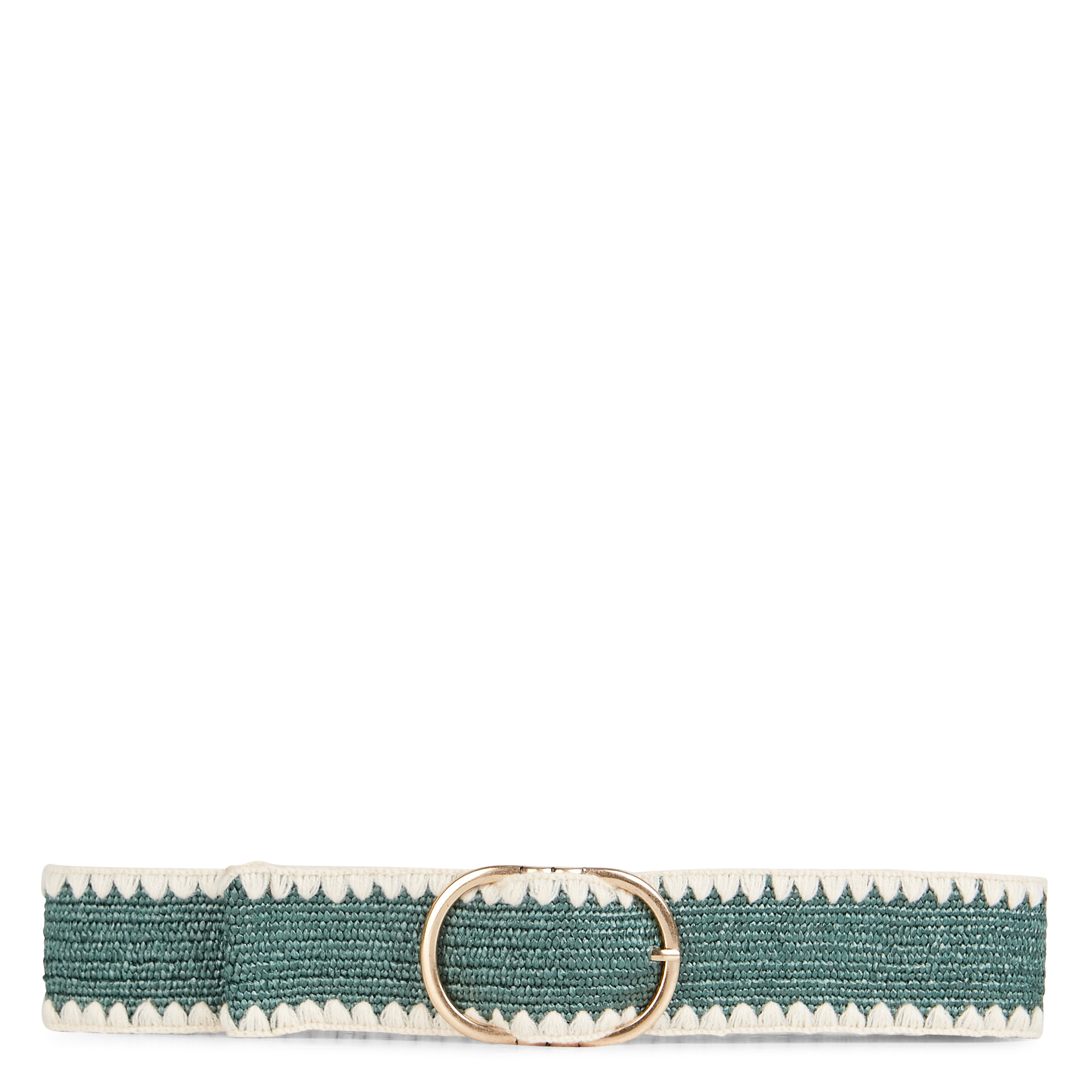 Embroidered belt with round buckle PIECES Green