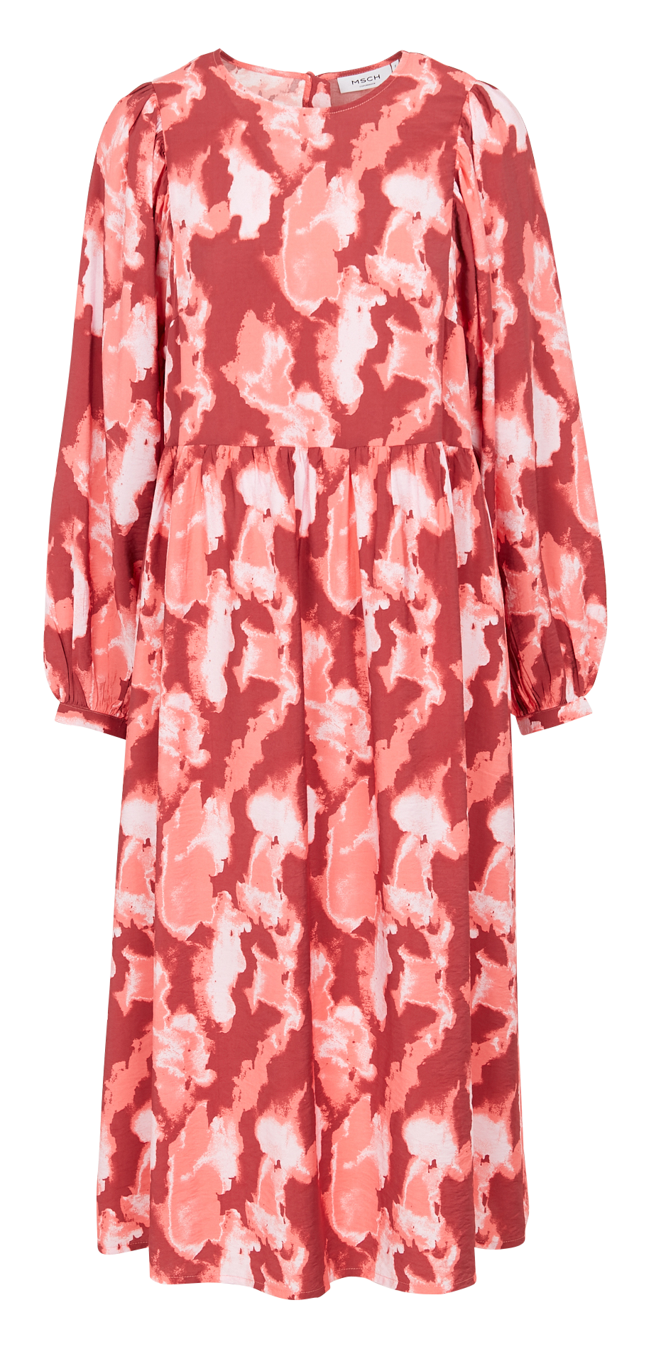 Robe midi col rond imprimée  MOSS COPENHAGEN Rouge