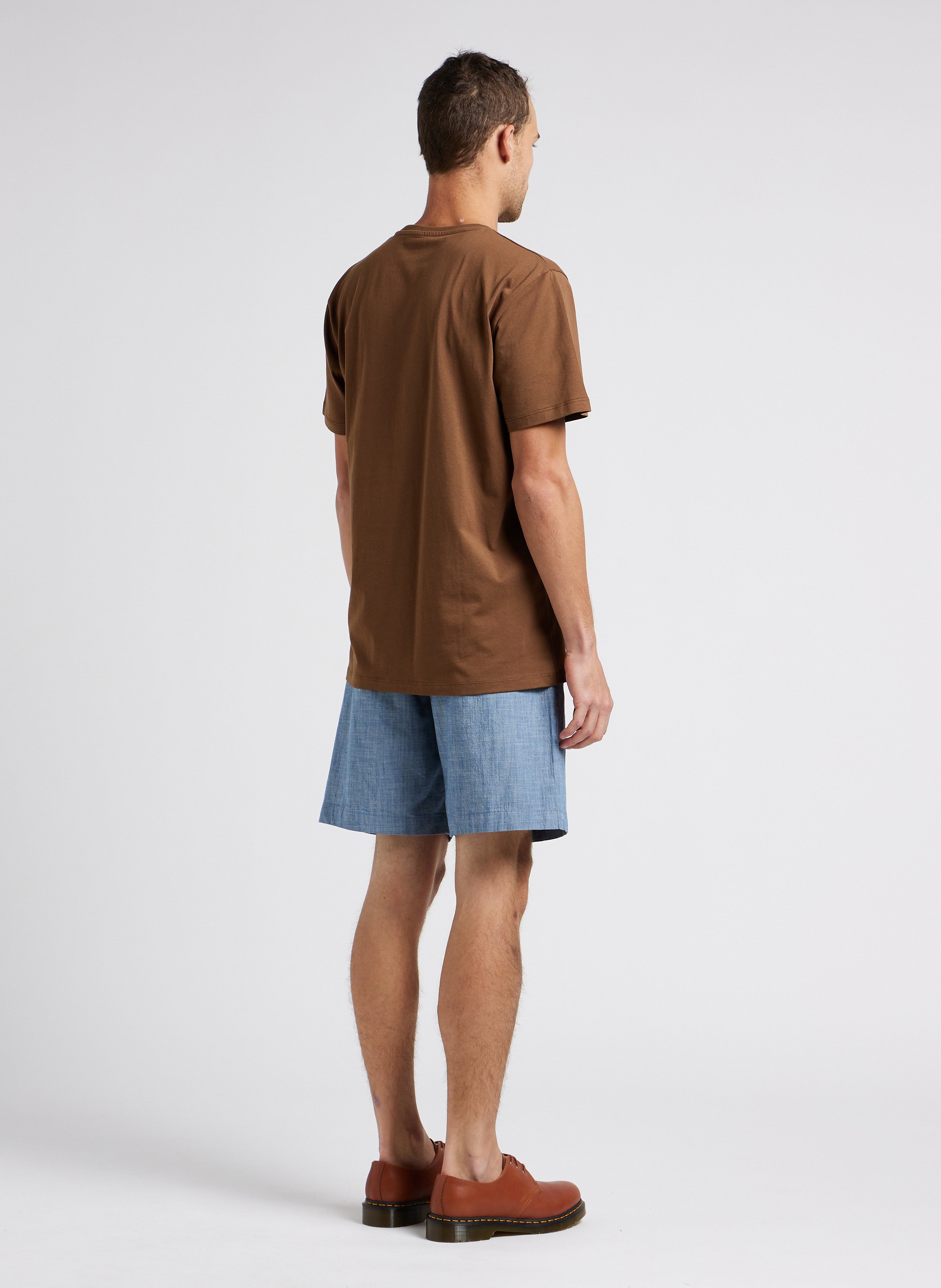 Straight-leg organic cotton-blend Bermuda shorts SELECTED Blue