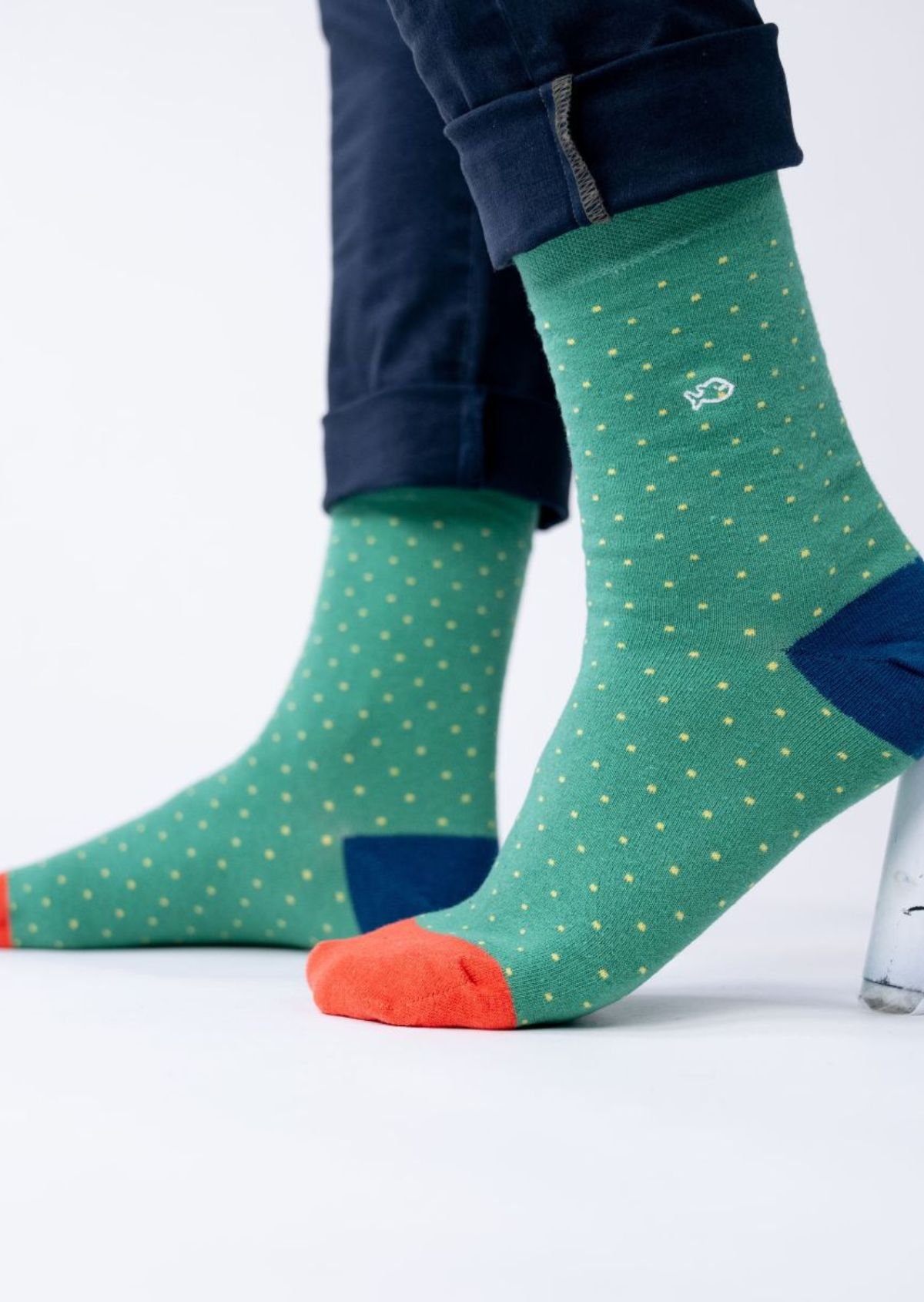 Chaussettes en coton peigné à pois BILLYBELT Vert