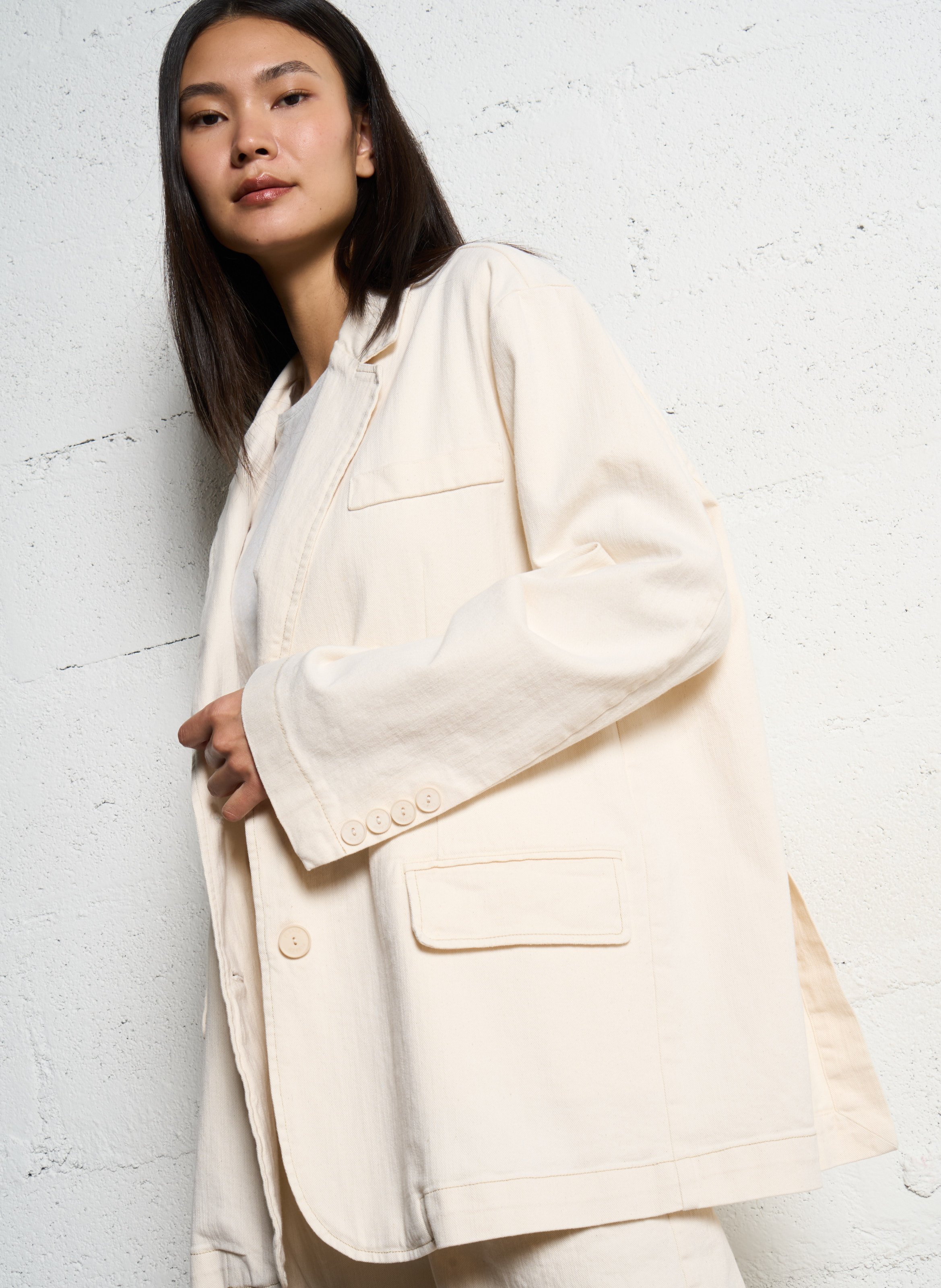 Oversize-Jacke aus Baumwollmischung PLEASE Beige