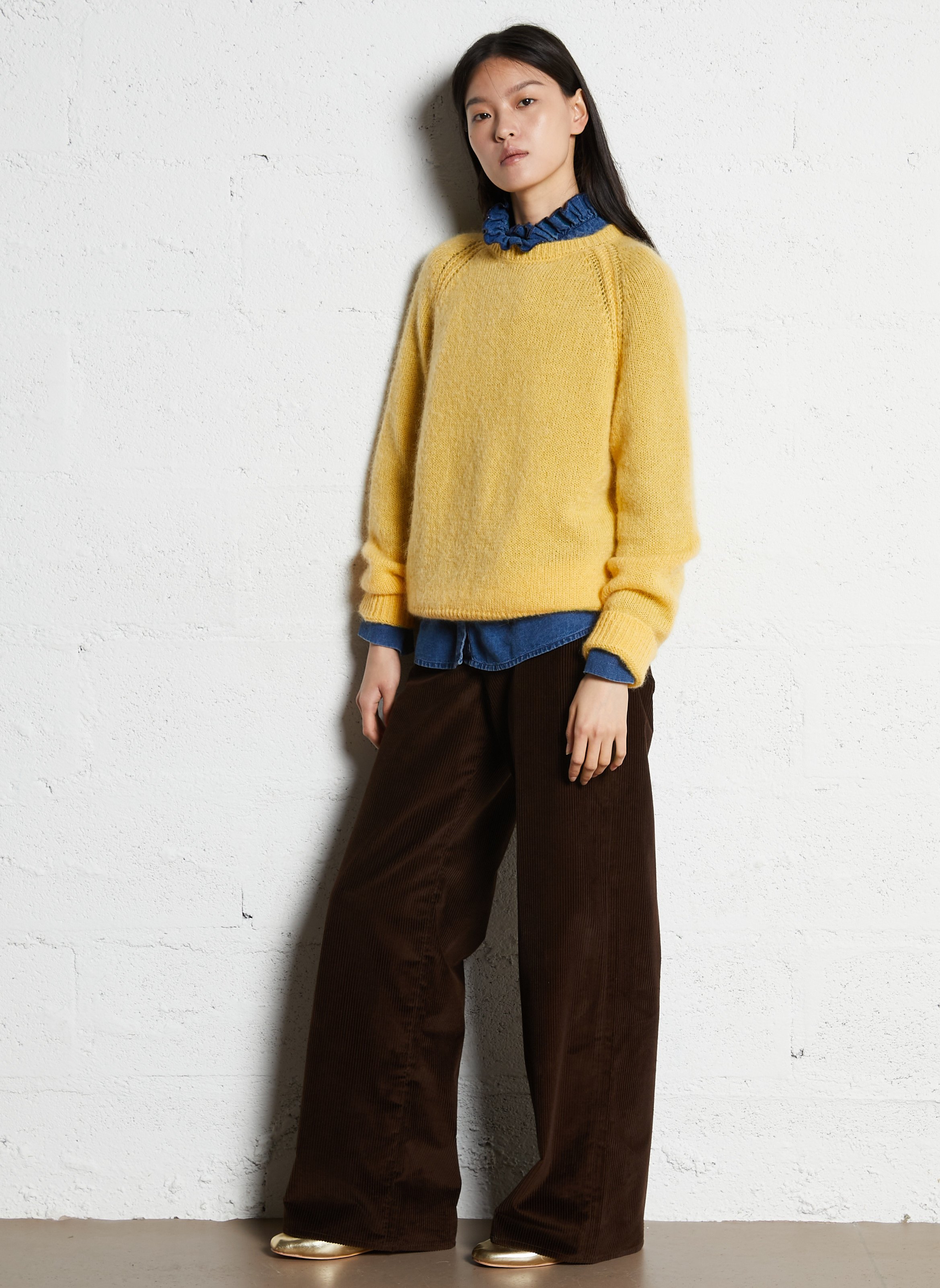 Rechte trui van gemengde mohair SUZIE WINKLE Geel