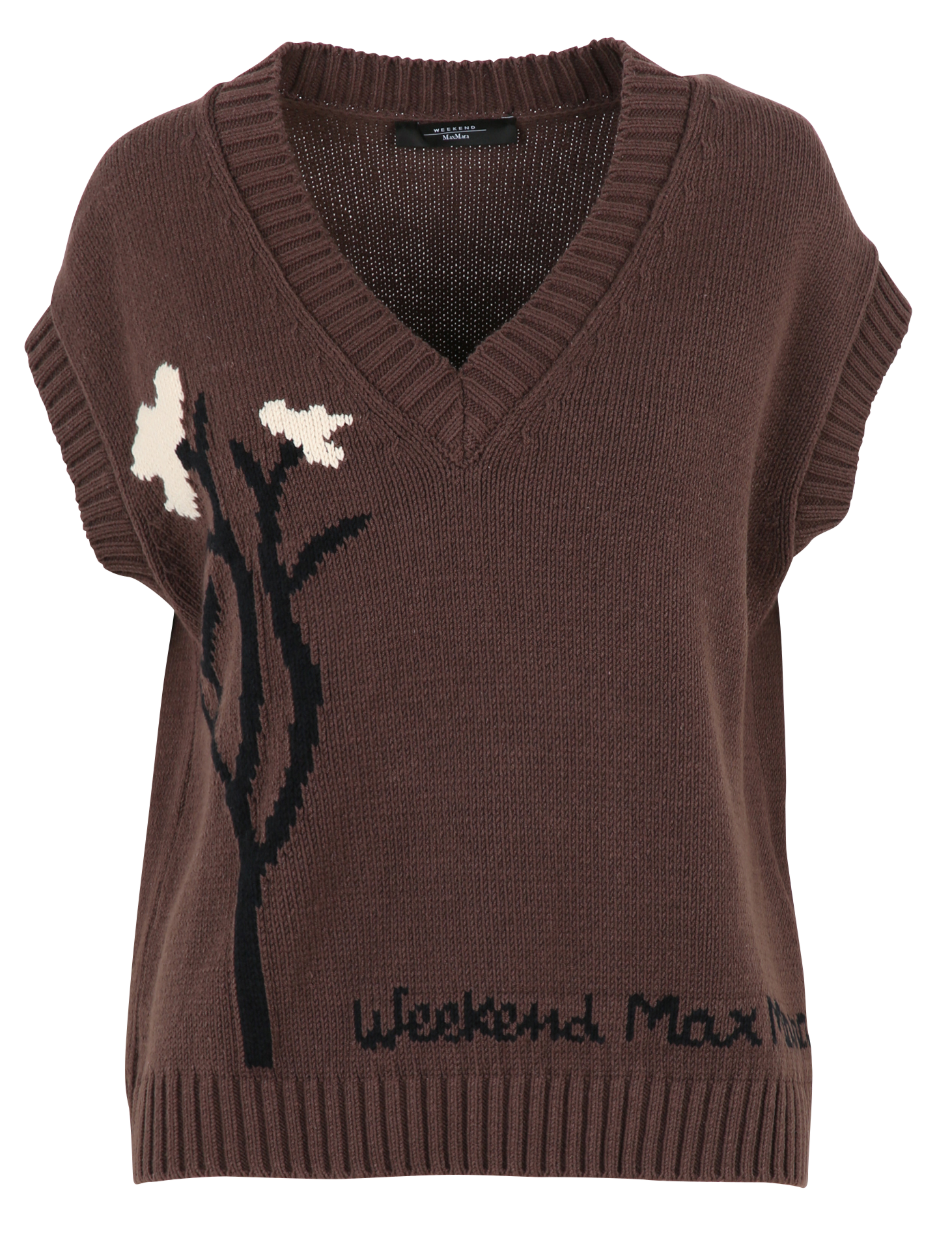 Sleeveless oversized V-neck sweater MAX MARA WEEK END Brown
