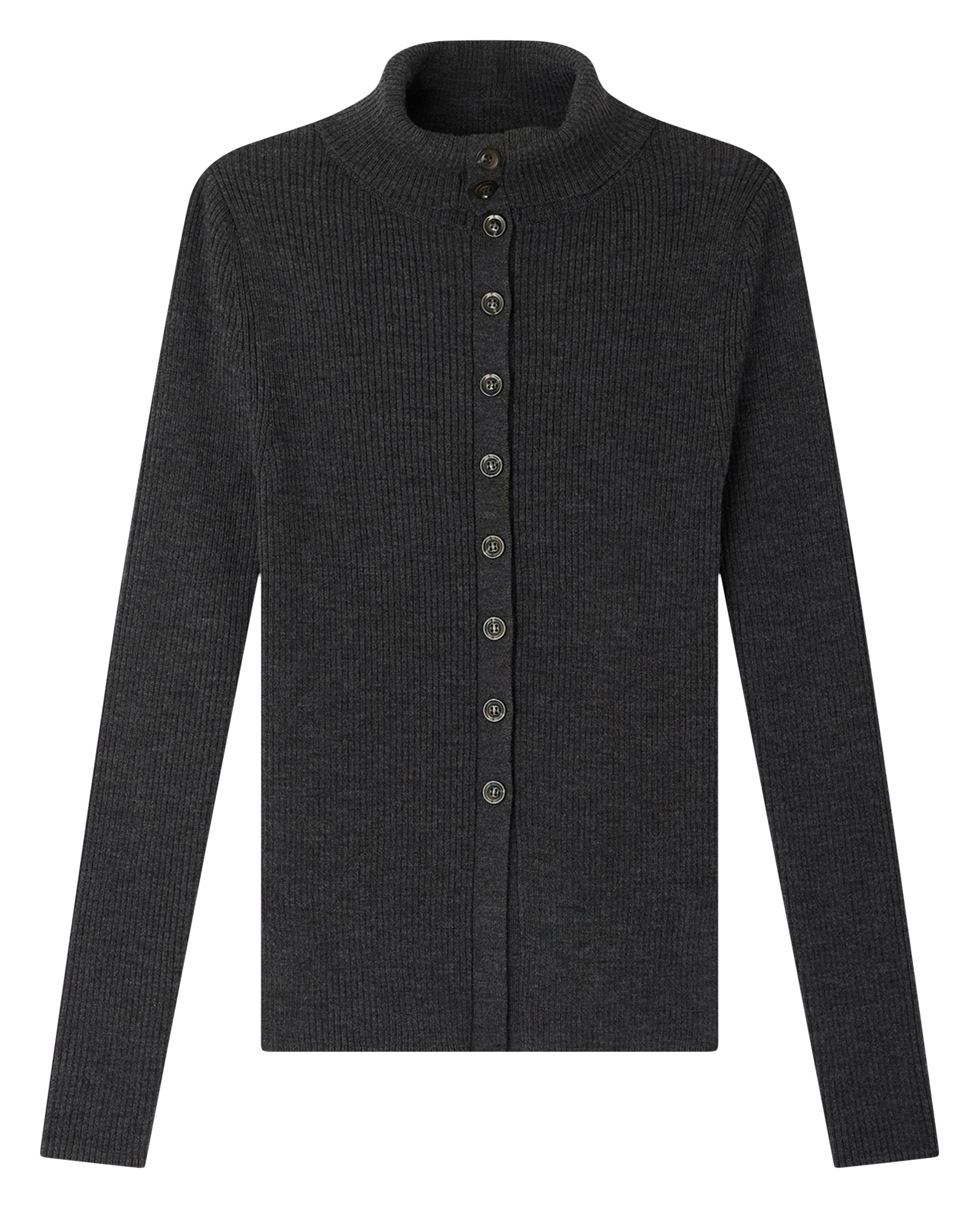 Getailleerd vest met opstaande kraag van geribbelde merinowol SESSUN Grijs