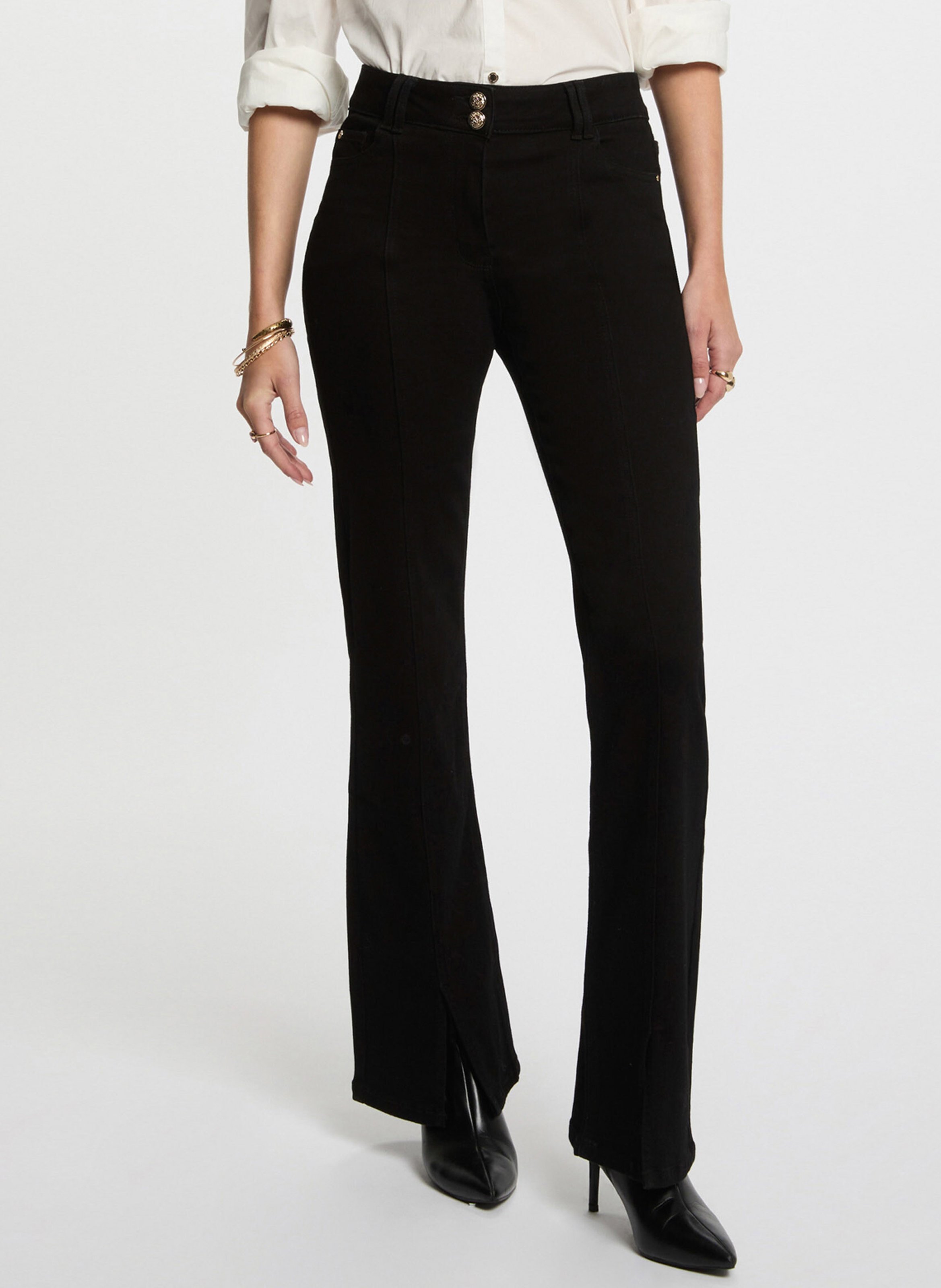 Jean boot-cut uni avec fentes  MORGAN Noir