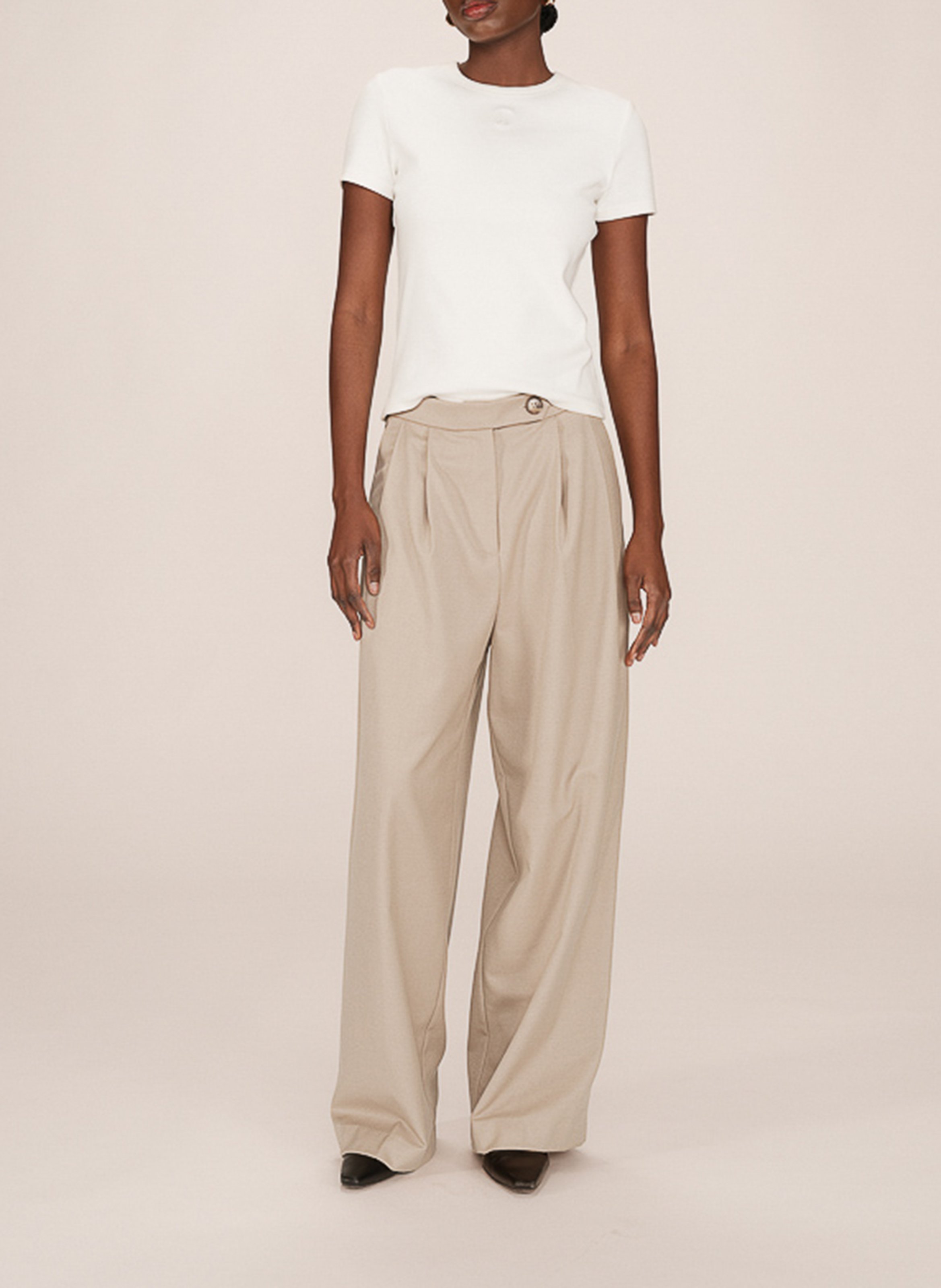 Tee-shirt col rond en coton mélangé GRACE ET MILA Beige