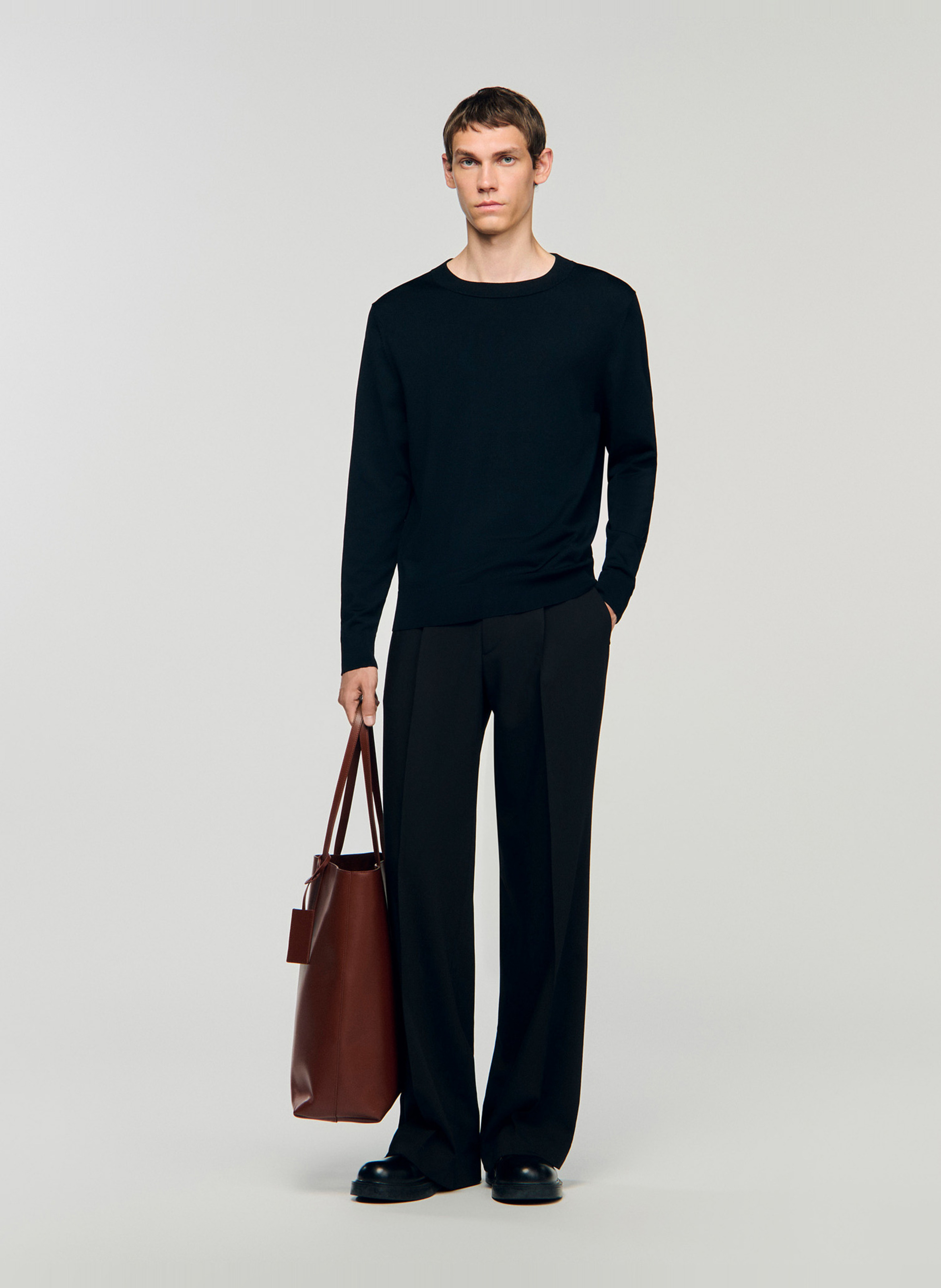 Fitted long-sleeve sweatshirt SANDRO Black