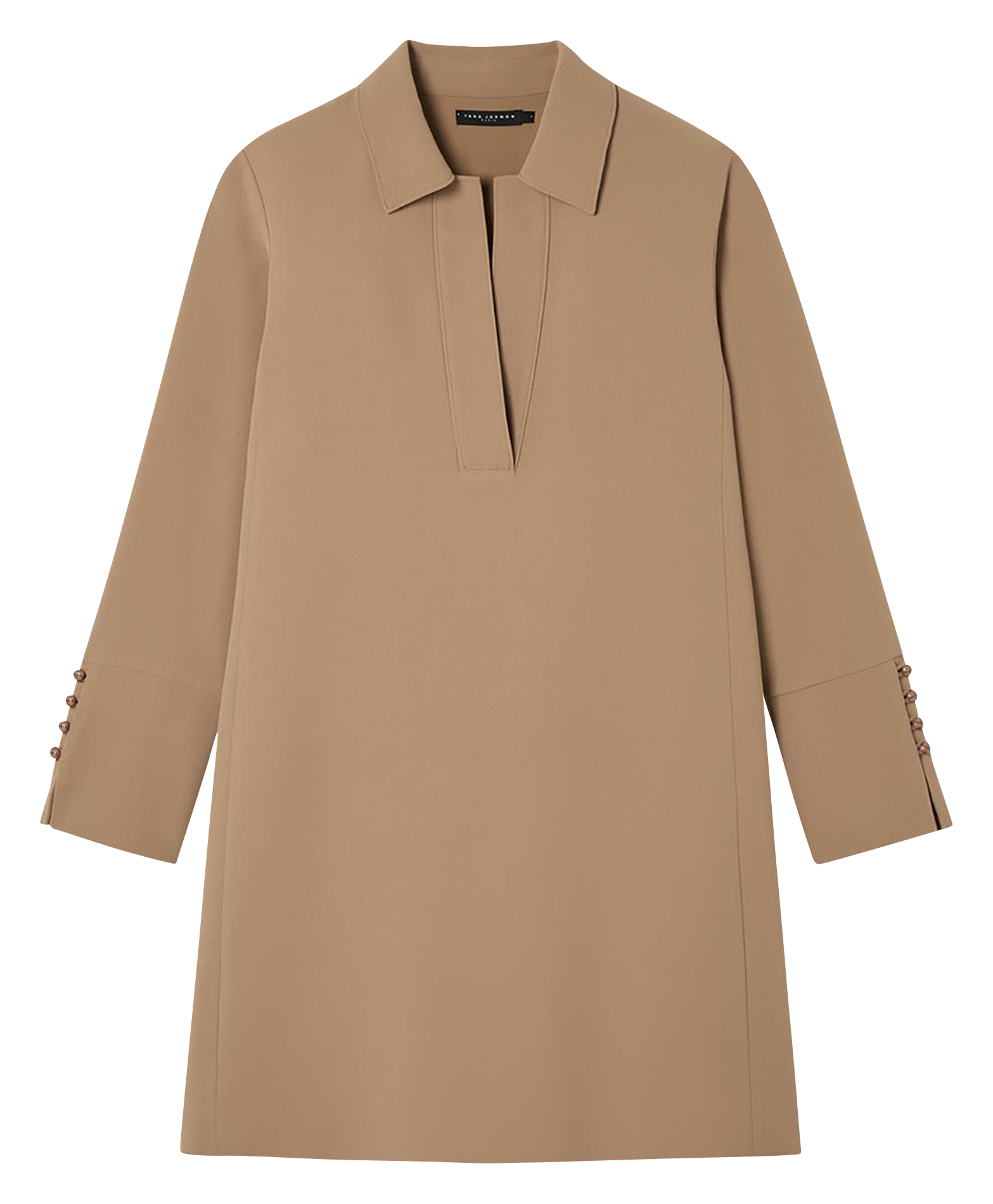 Korte, rechte jurk van effen stof RAFFA Noisette