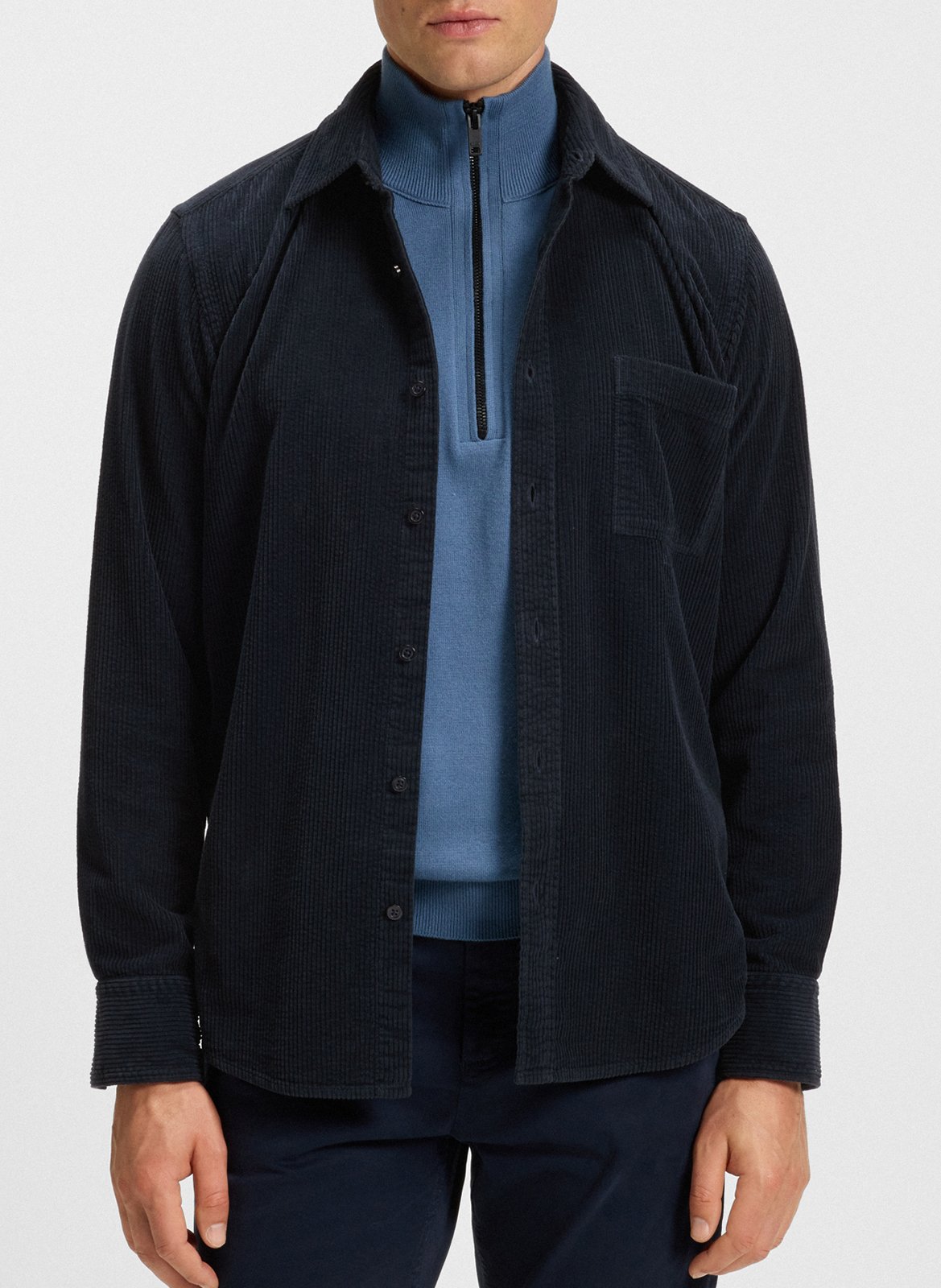 Chemise col classique manches contrastantes en coton BOSS Blue