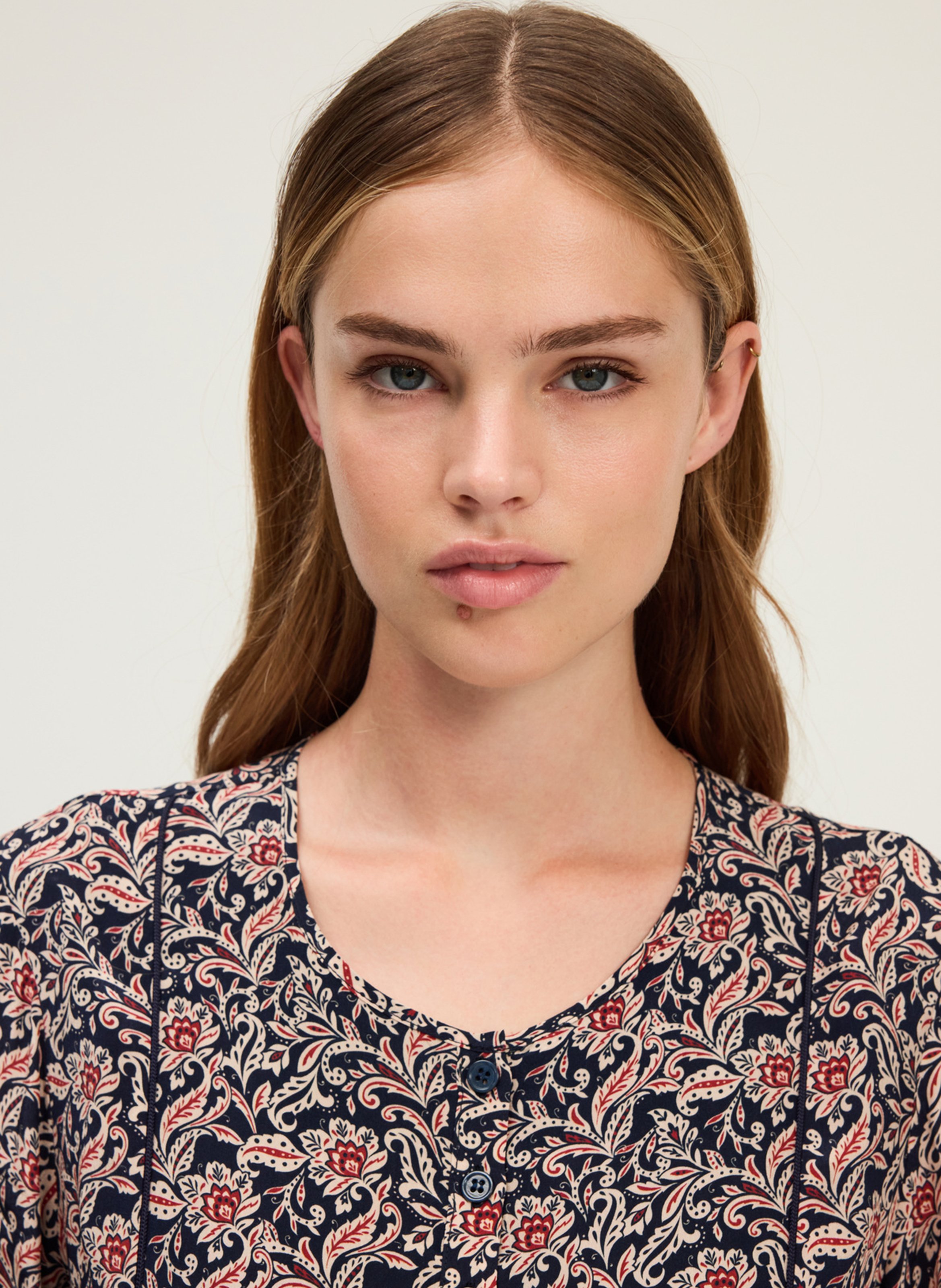 Short printed round-neck dress PABLO Blue