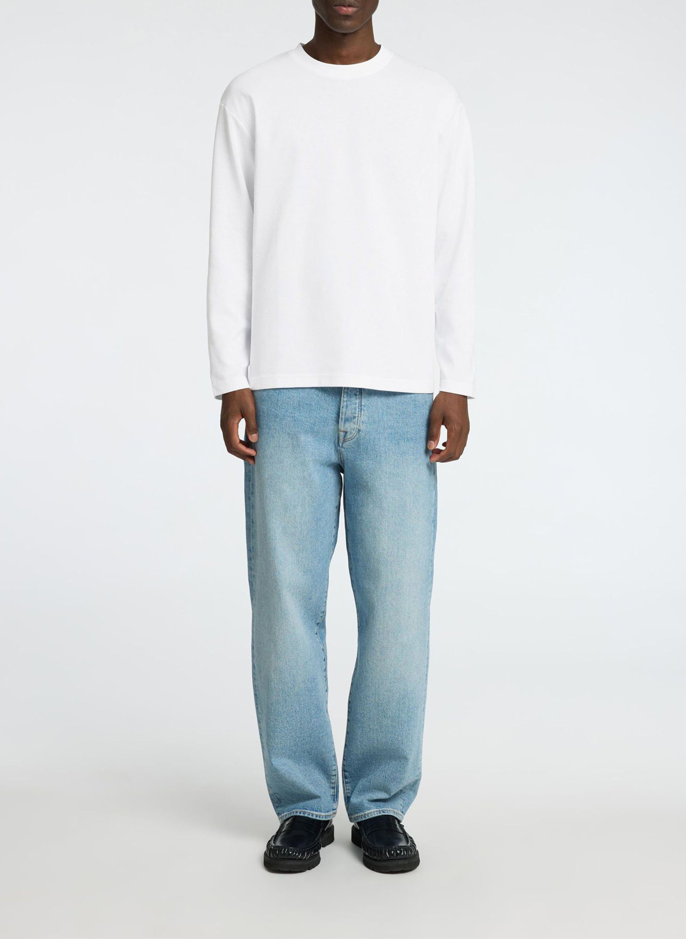 Round-neck organic cotton-blend T-shirt SELECTED White