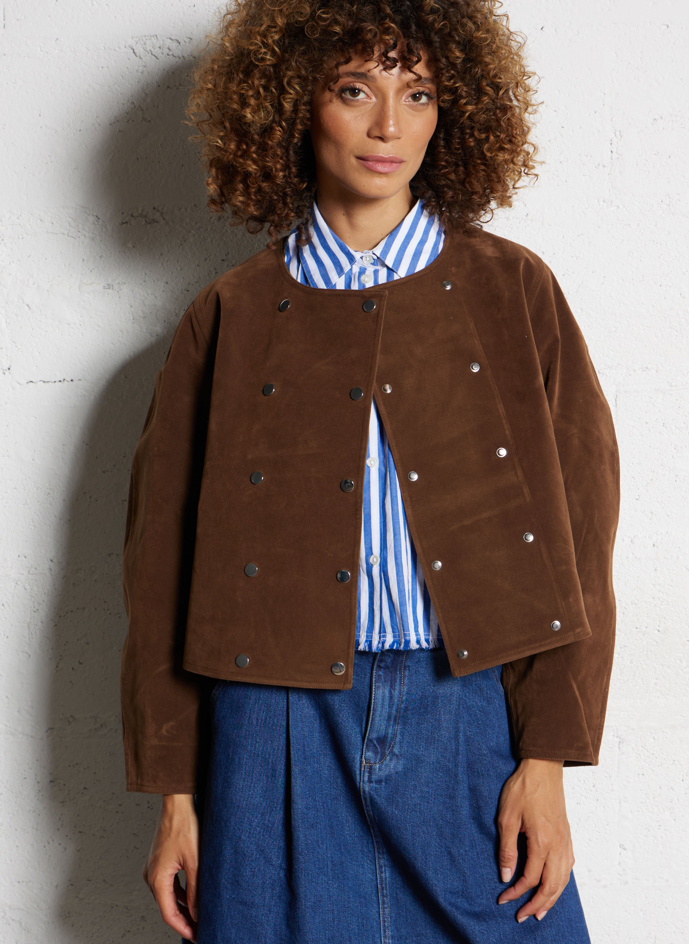 Veste col rond  THE TINY BIG SISTER Marron