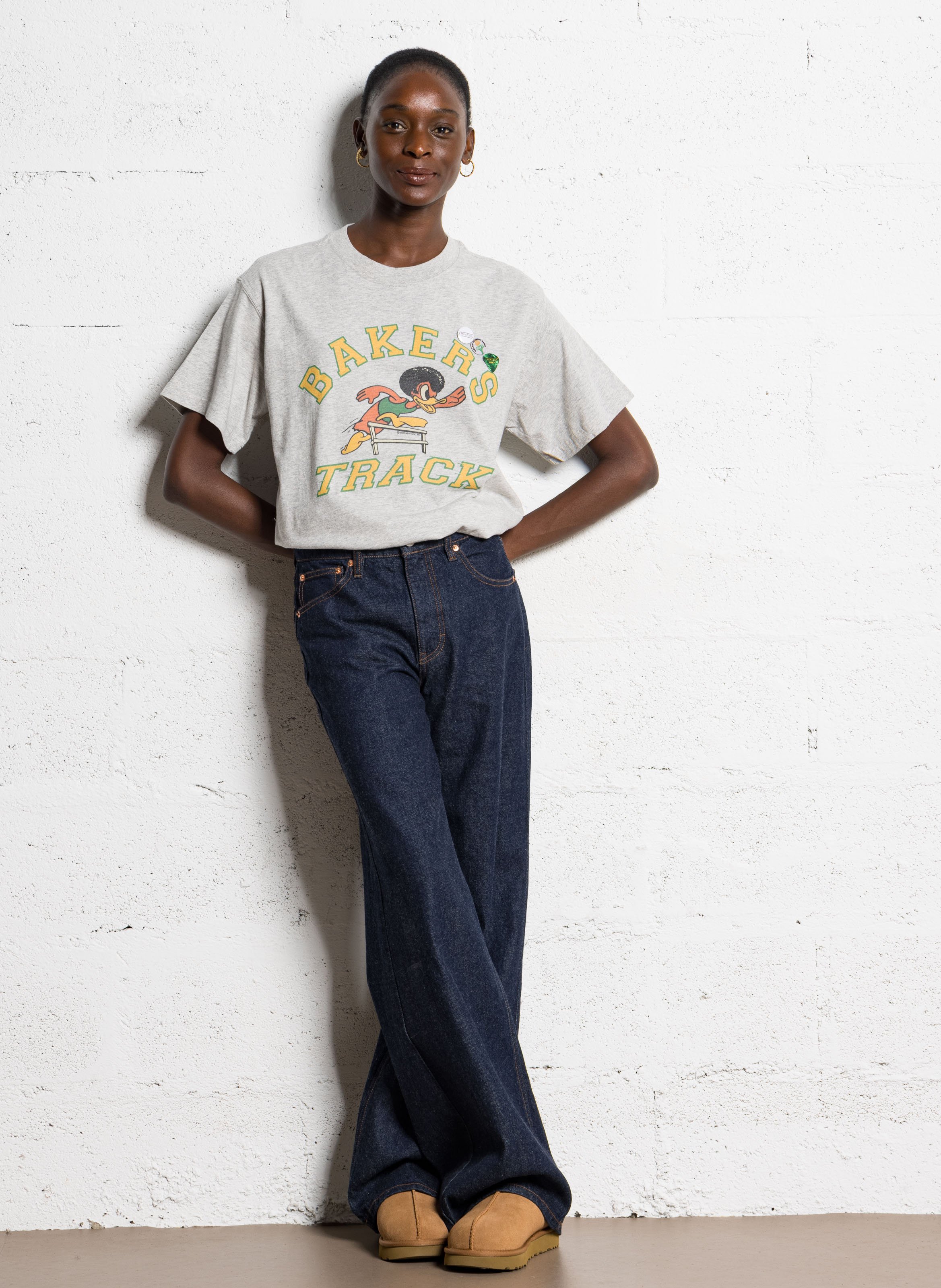 Tee-shirt droit col rond sérigraphié en coton NEWTONE Gris