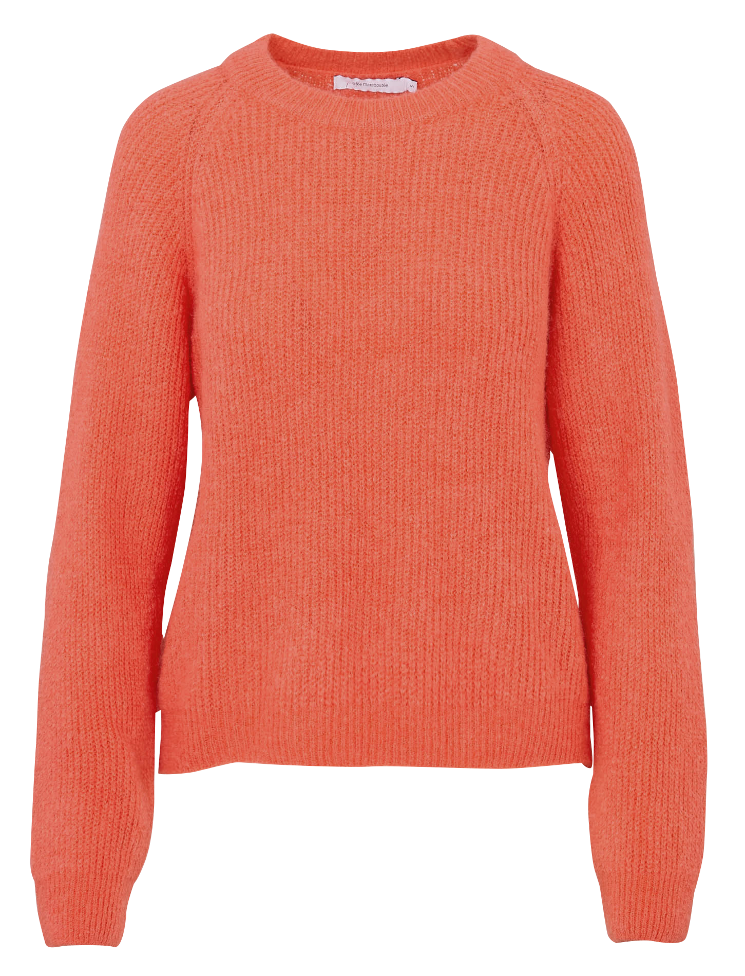 Round-neck mixed-knit straight sweater LA FEE MARABOUTEE Orange