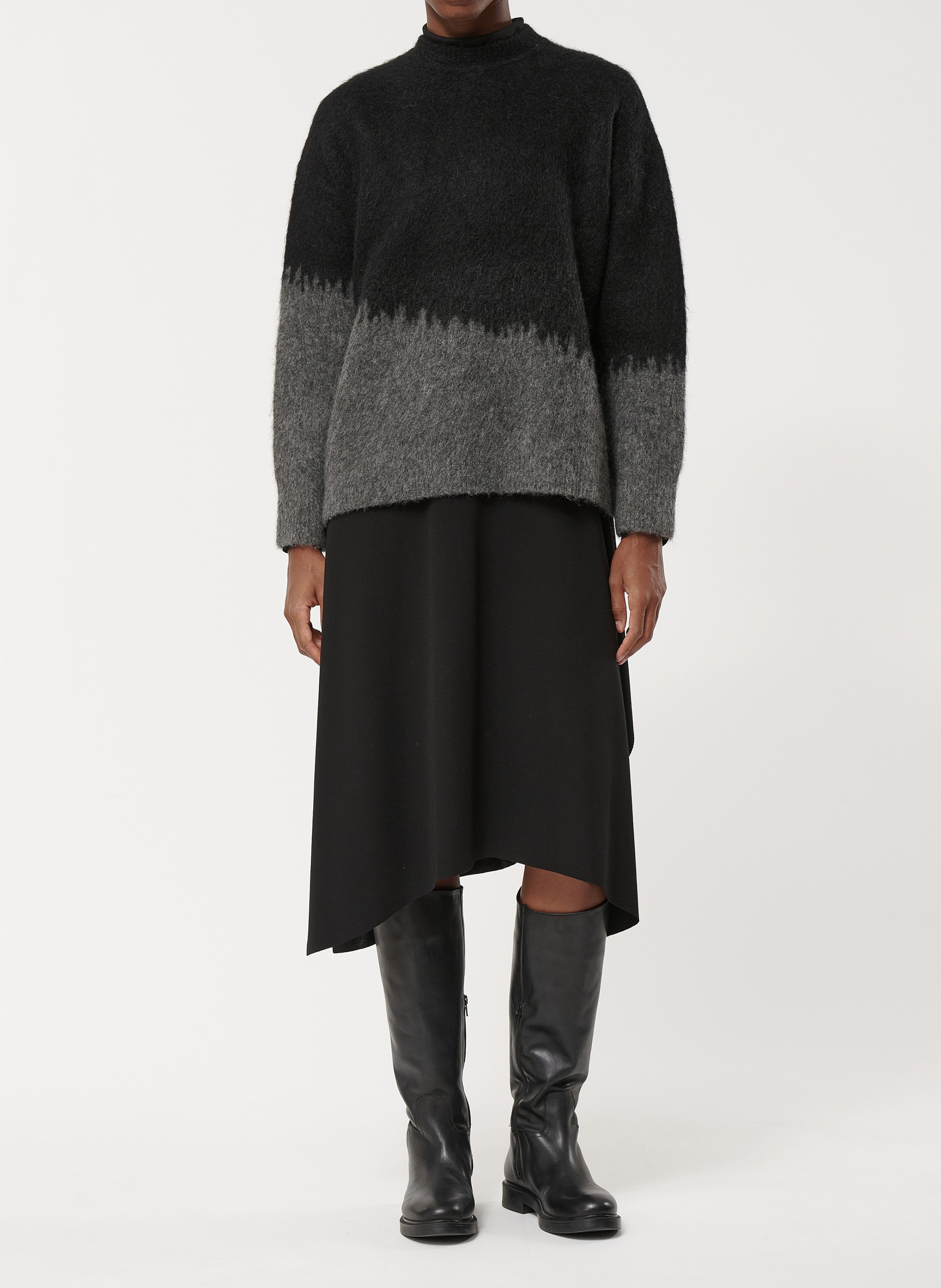 Pull ample dégradé en maille brossée HUMILITY Noir