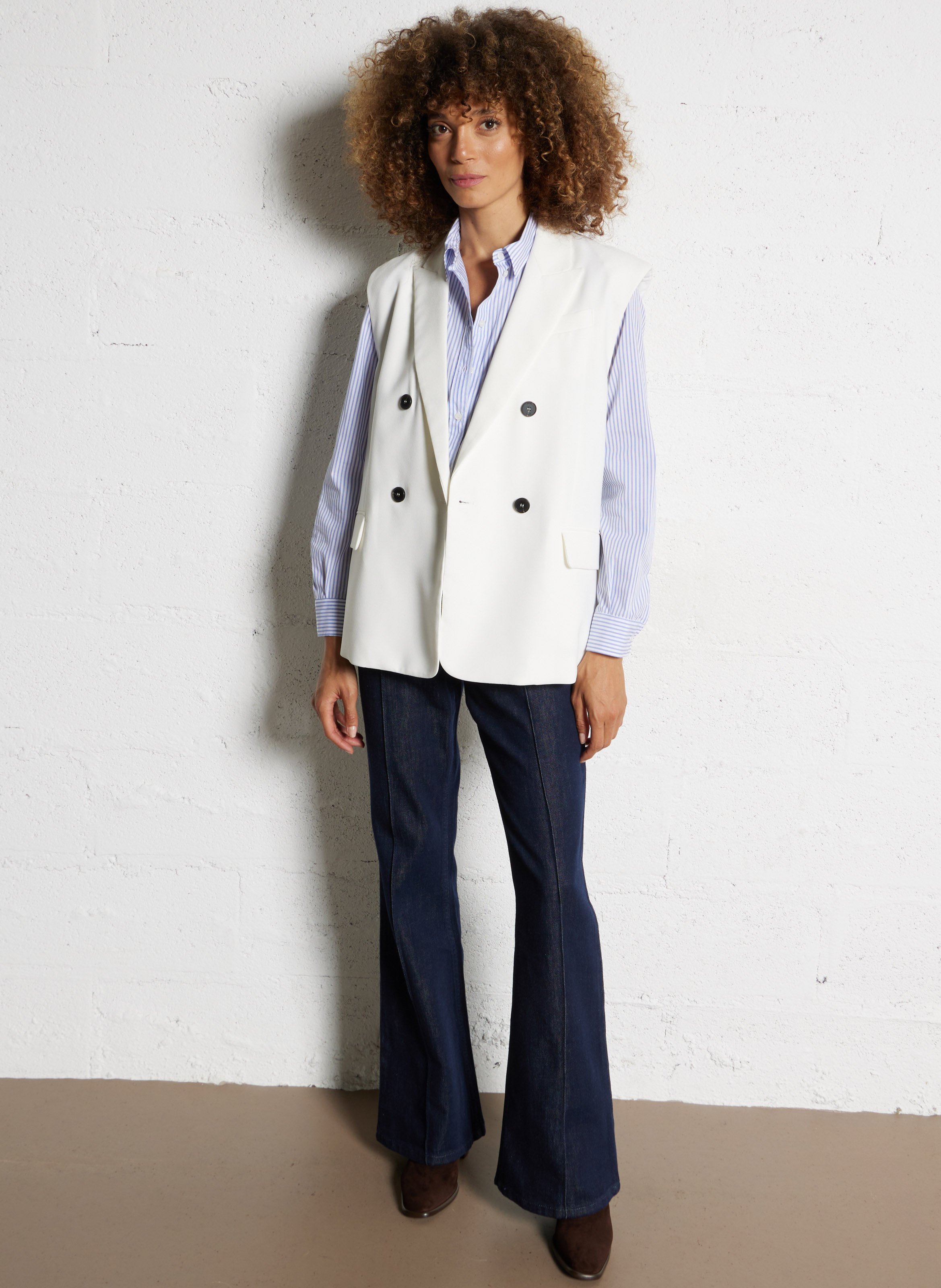V-neck suit jacket IKKS White