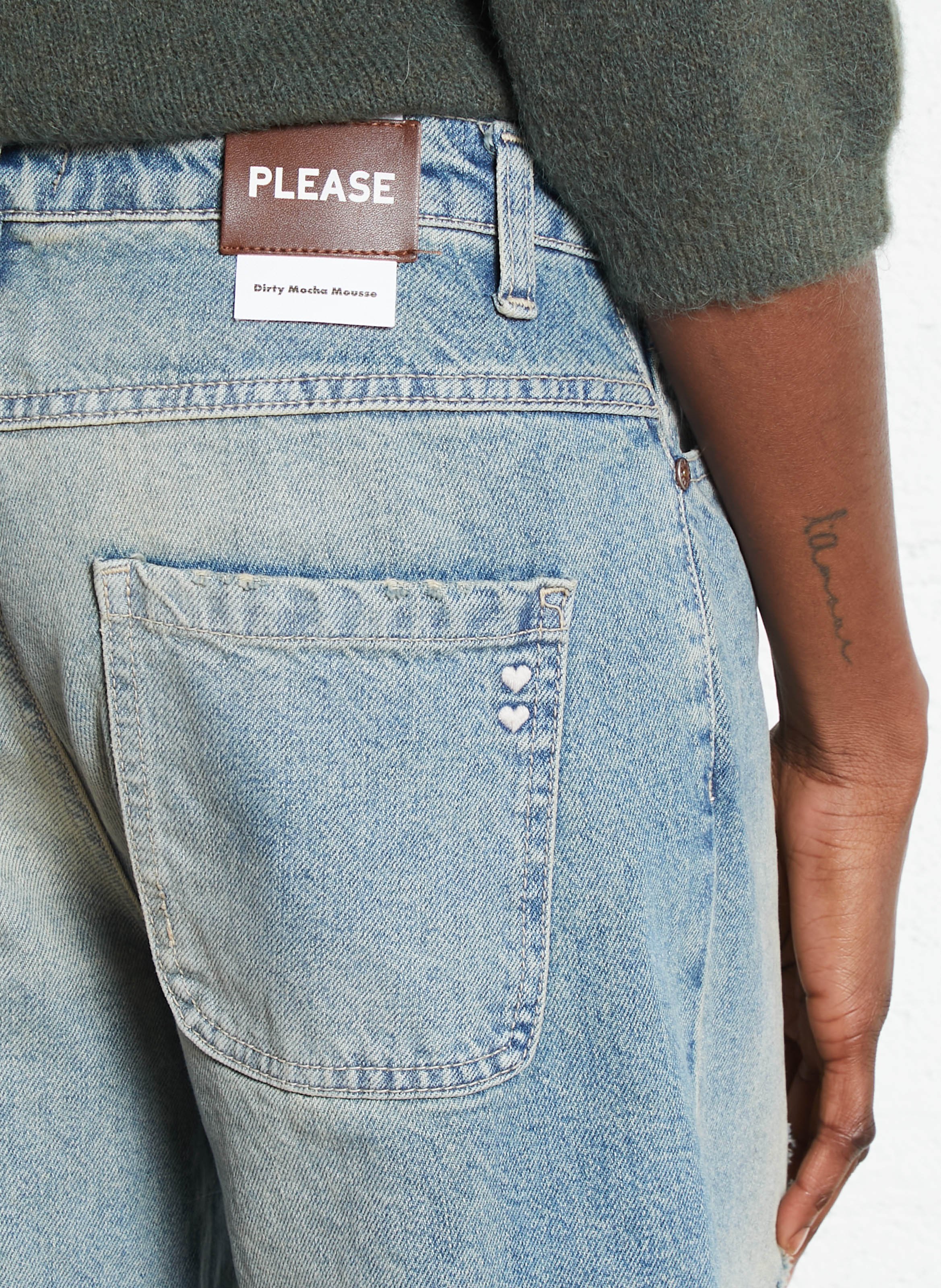 Jean large en coton PLEASE Bleu