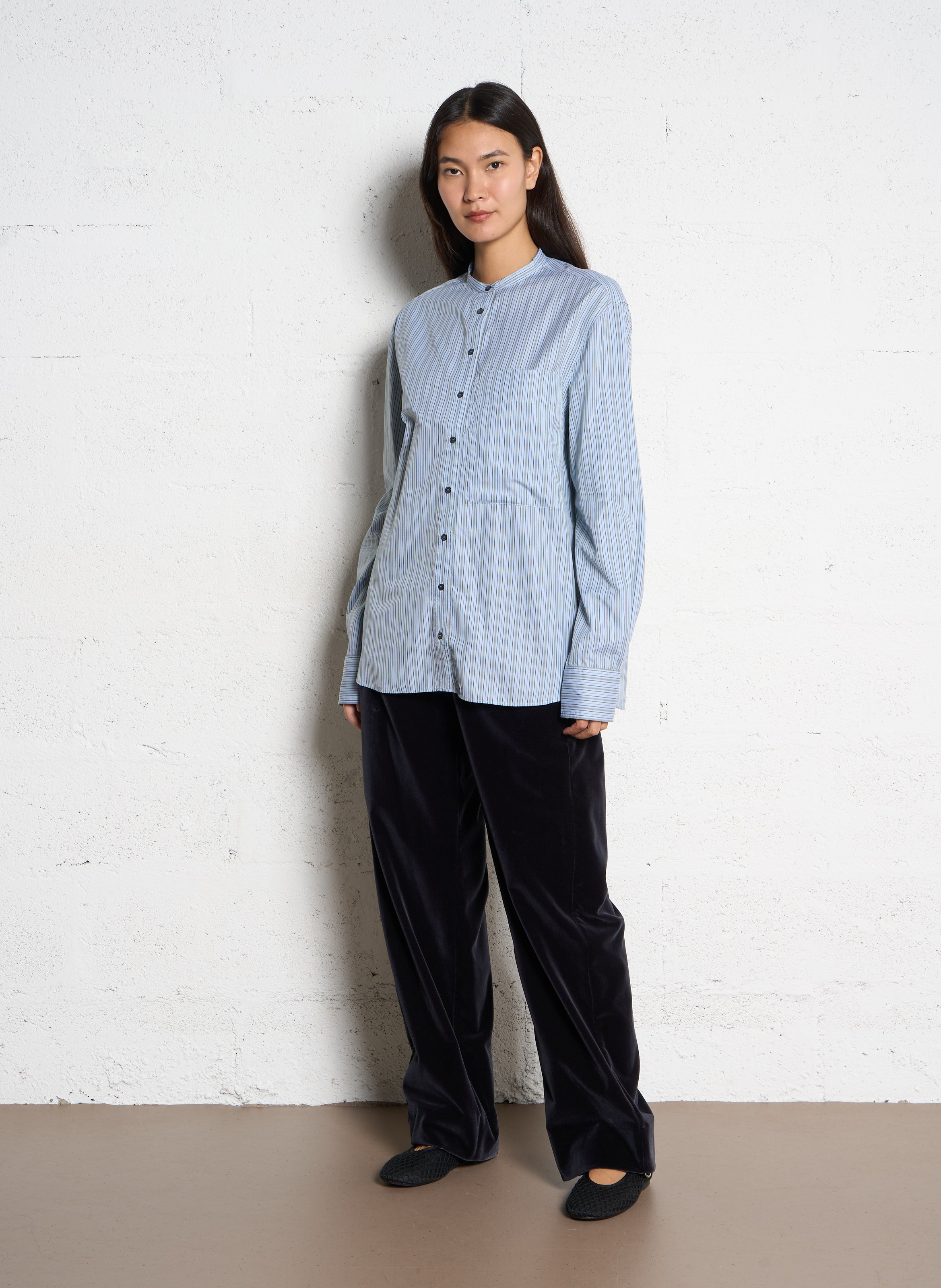 Gestreifte Baumwollbluse mit Mao-Kragen SOEUR Mehrfarbig