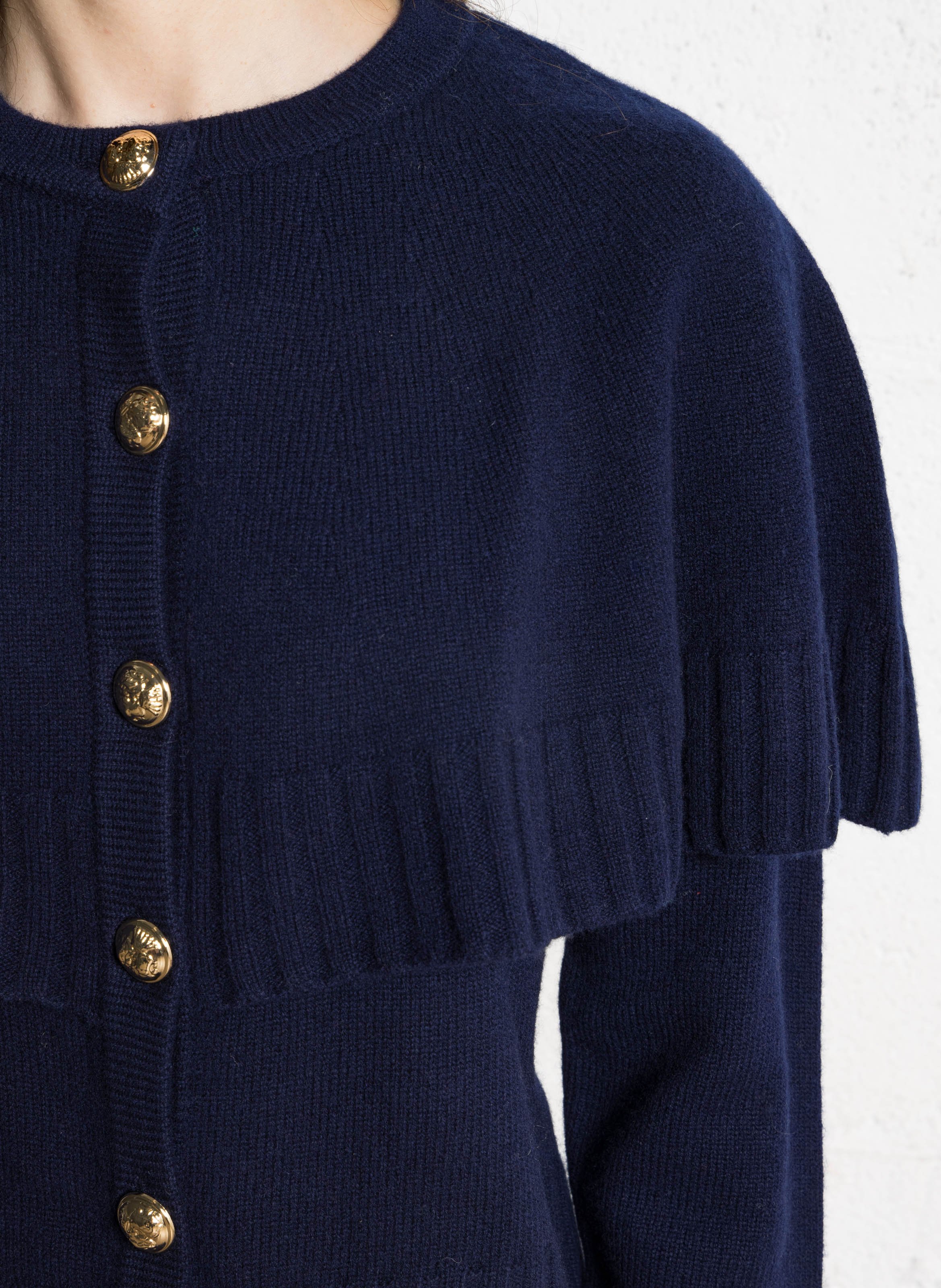 Strickjacke aus Wolle mit Rundhalsausschnitt BERENICE Blau