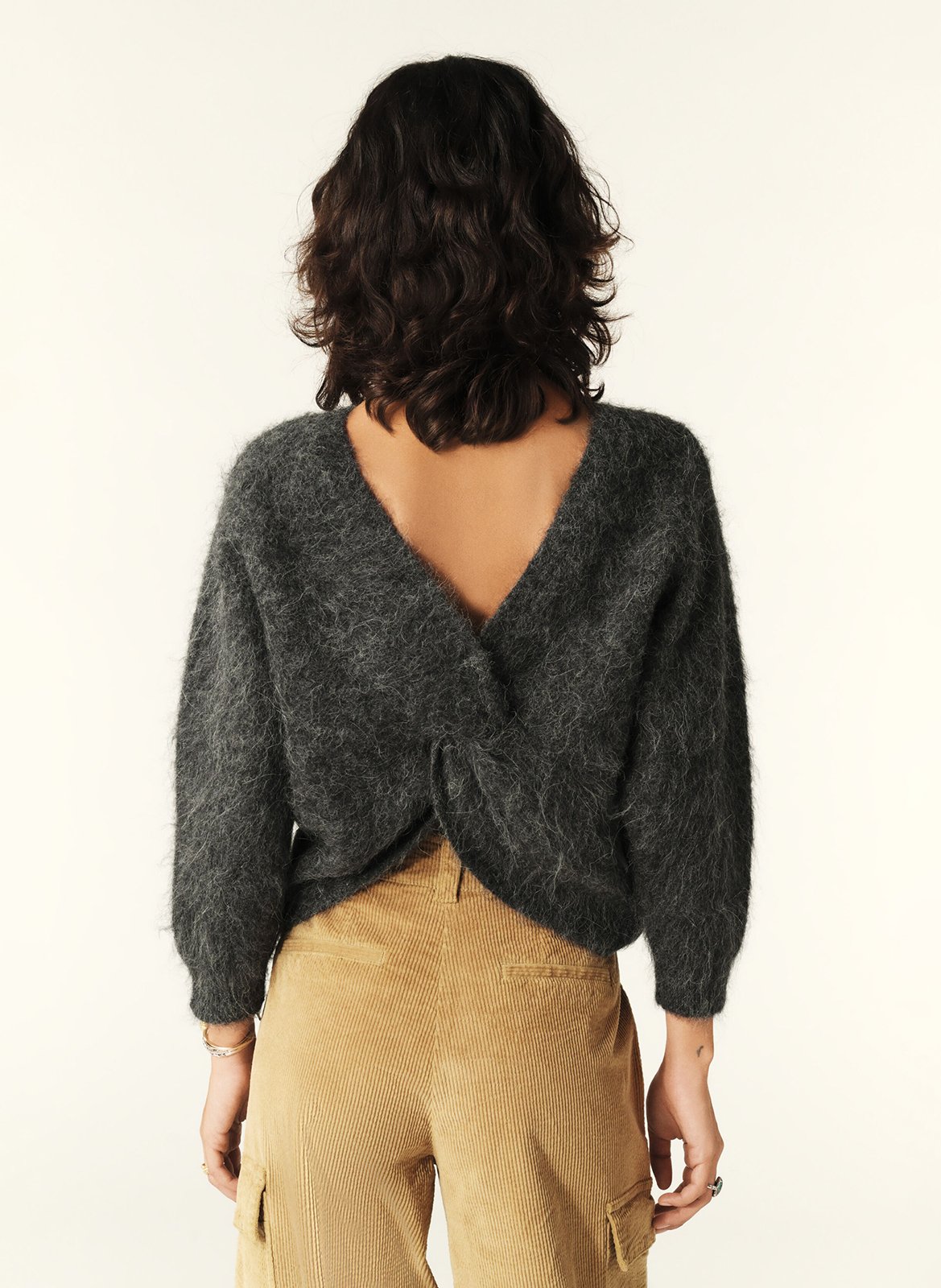 Trui met V-hals | wolblend BA&SH Zwart