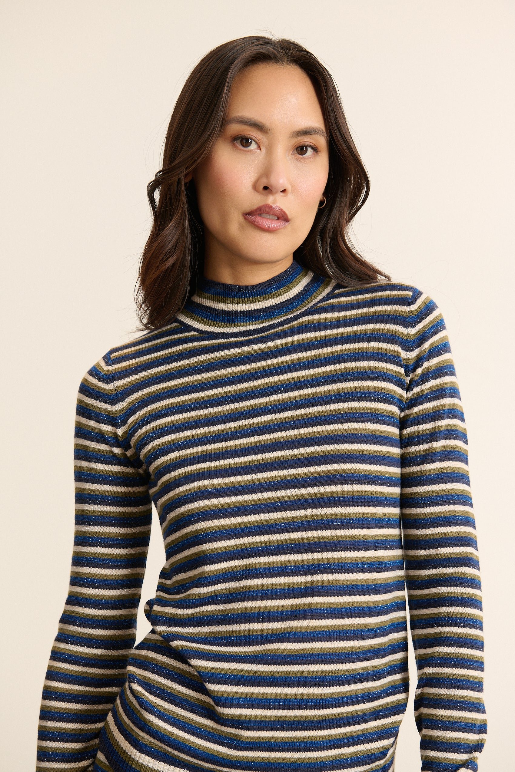 High-neck lurex sweater GARANCE PARIS White