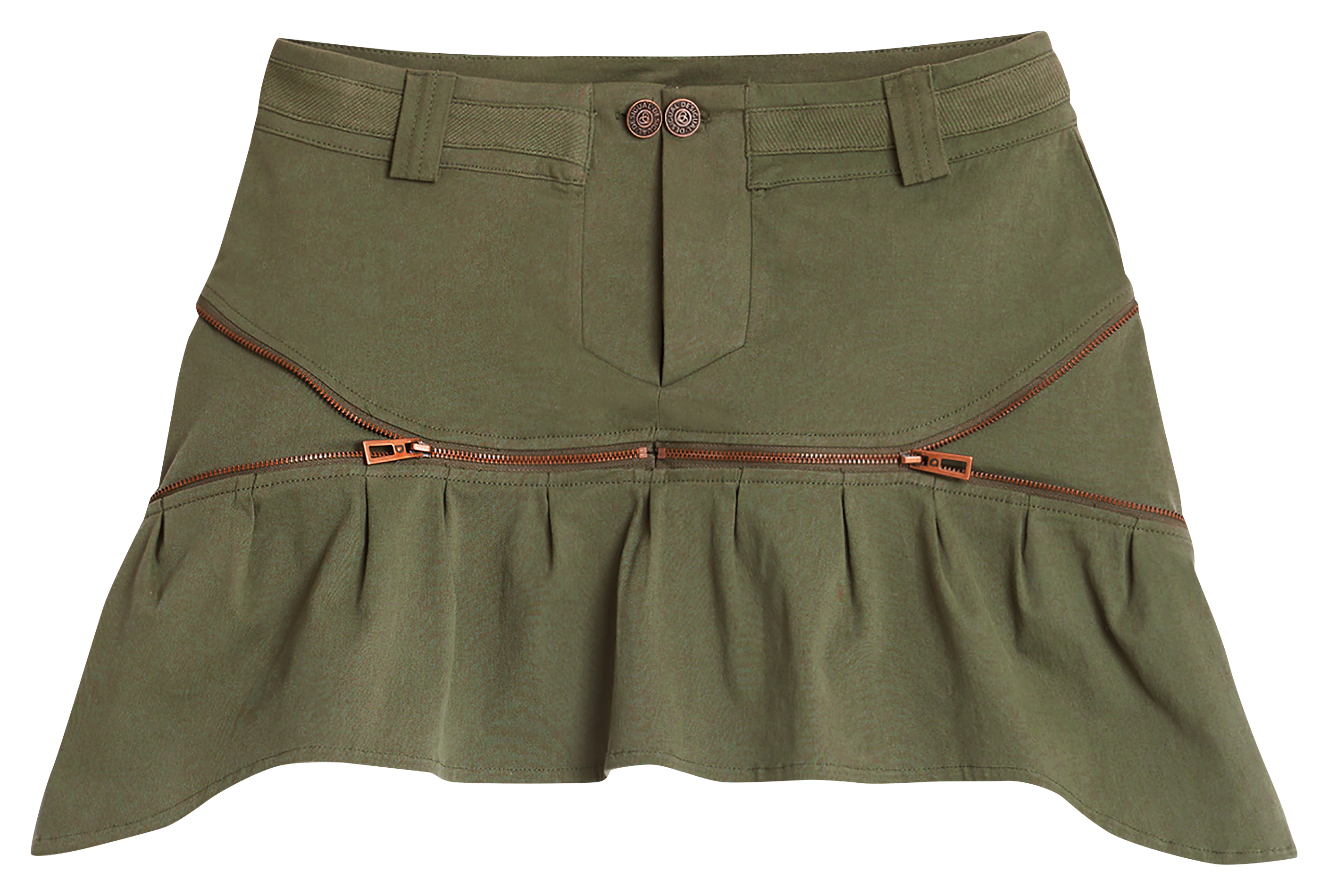 Short skirt with ruffles and decorative zippers DESIGUAL Green