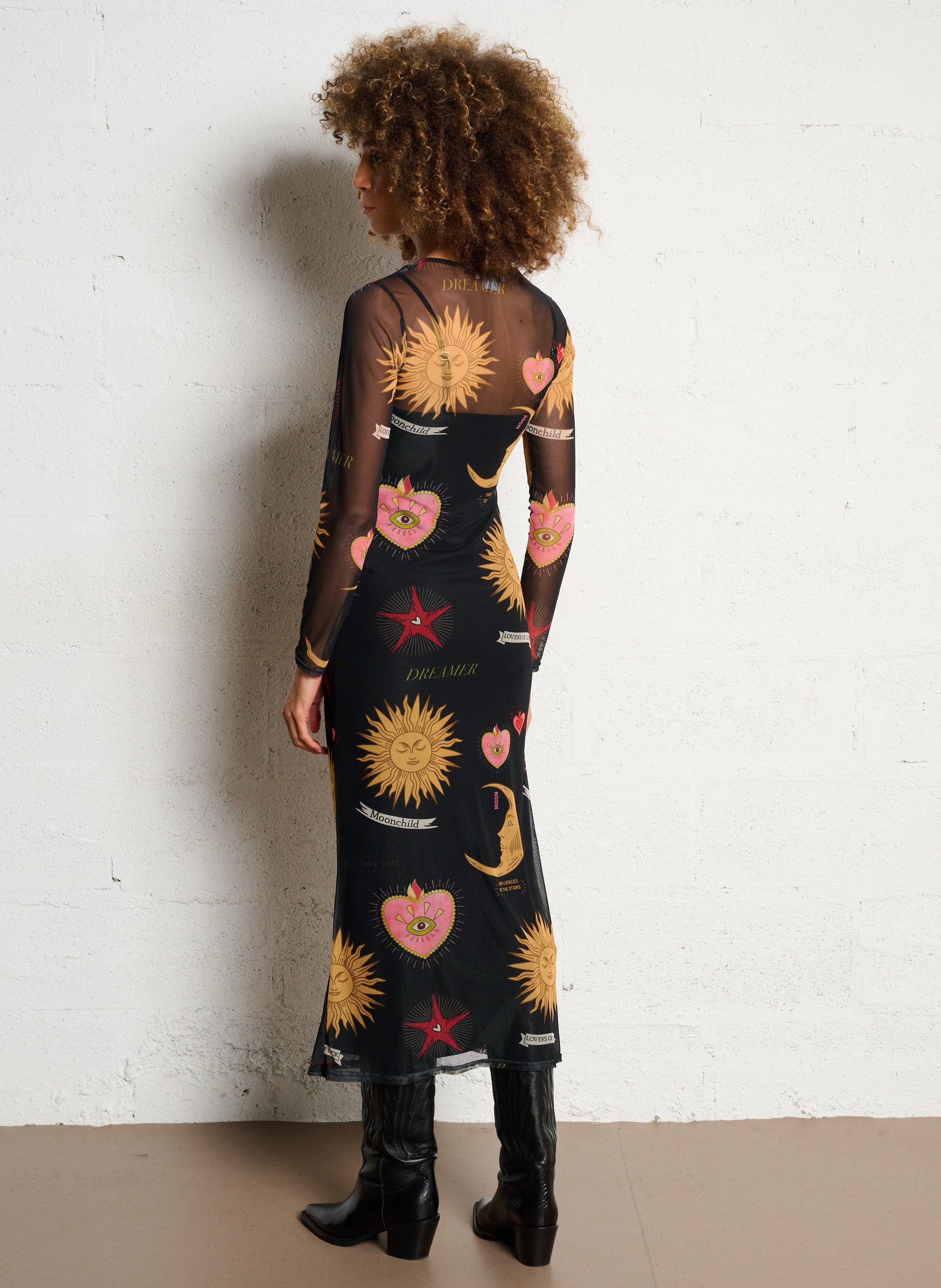 Robe longue imprimée col rond NEVER FULLY DRESSED Noir