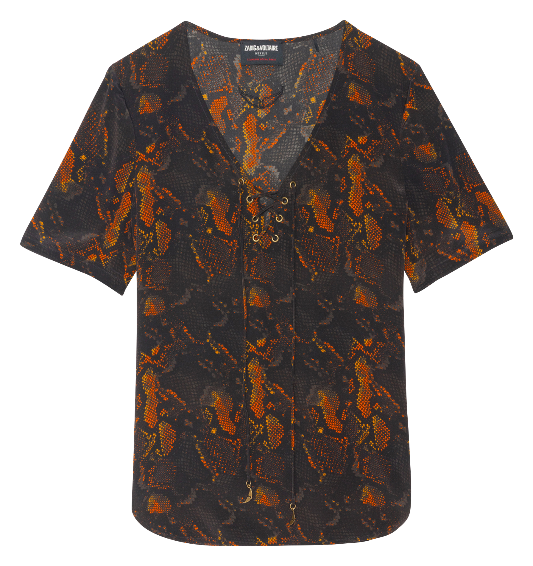 Straight-cut printed V-neck top ZADIG&VOLTAIRE Black