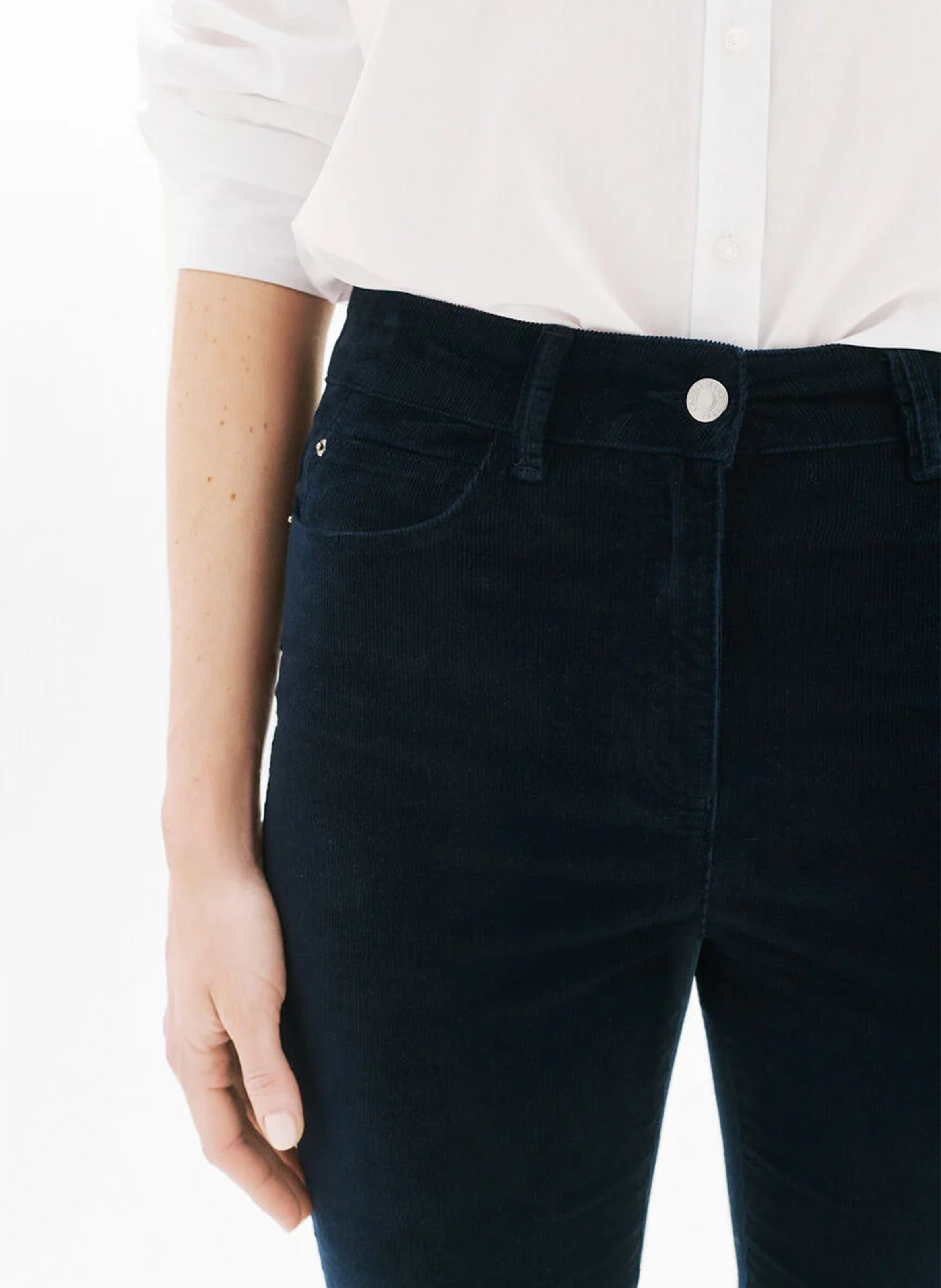 Pantalon droit en velours CAROLL Bleu