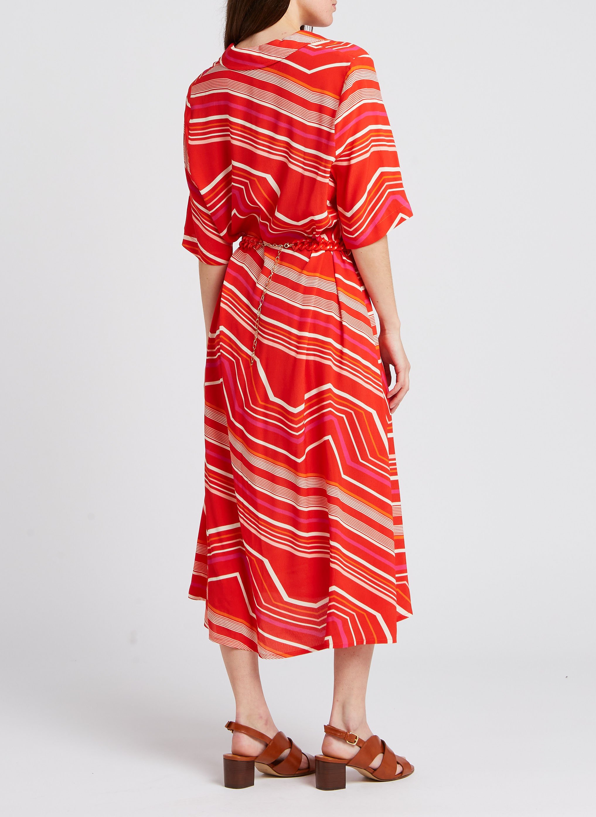 Robe col ouvert imprimée  LA PETITE FRANCAISE Rouge