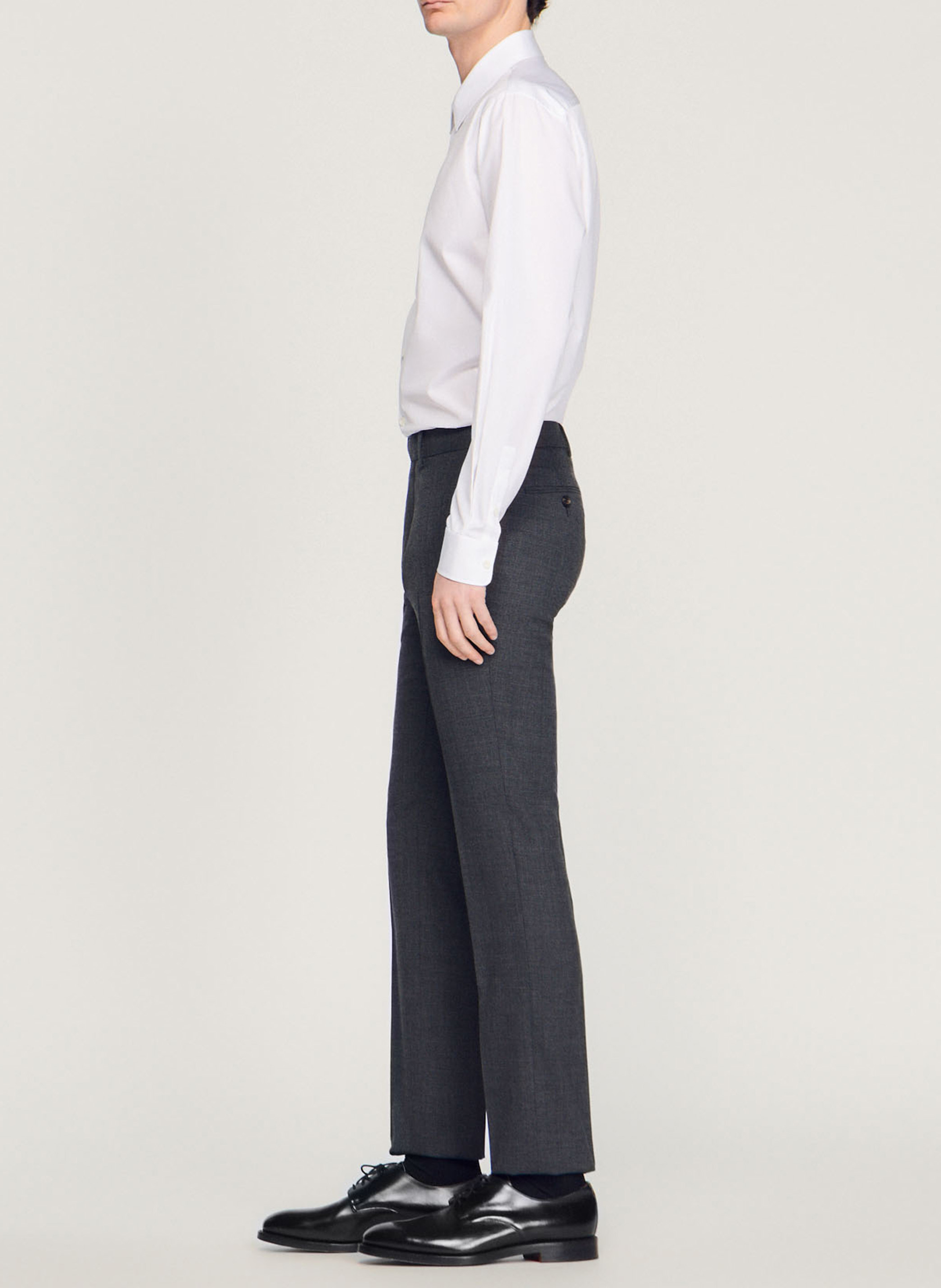 Pantalon de costume en laine SANDRO Gris