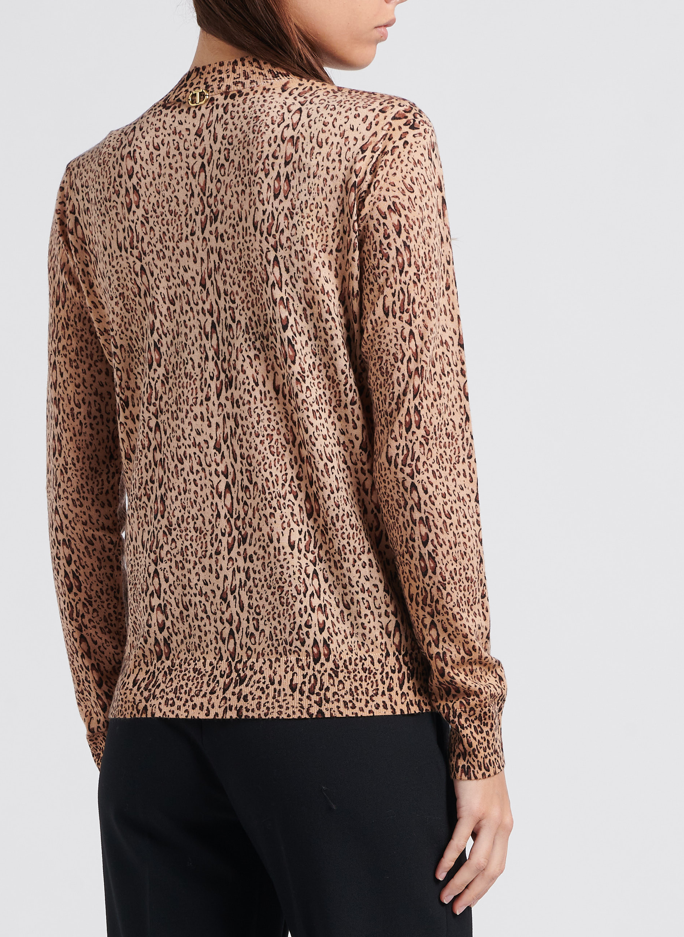 Straight-cut wool sweater with high neck TWINSET Brown