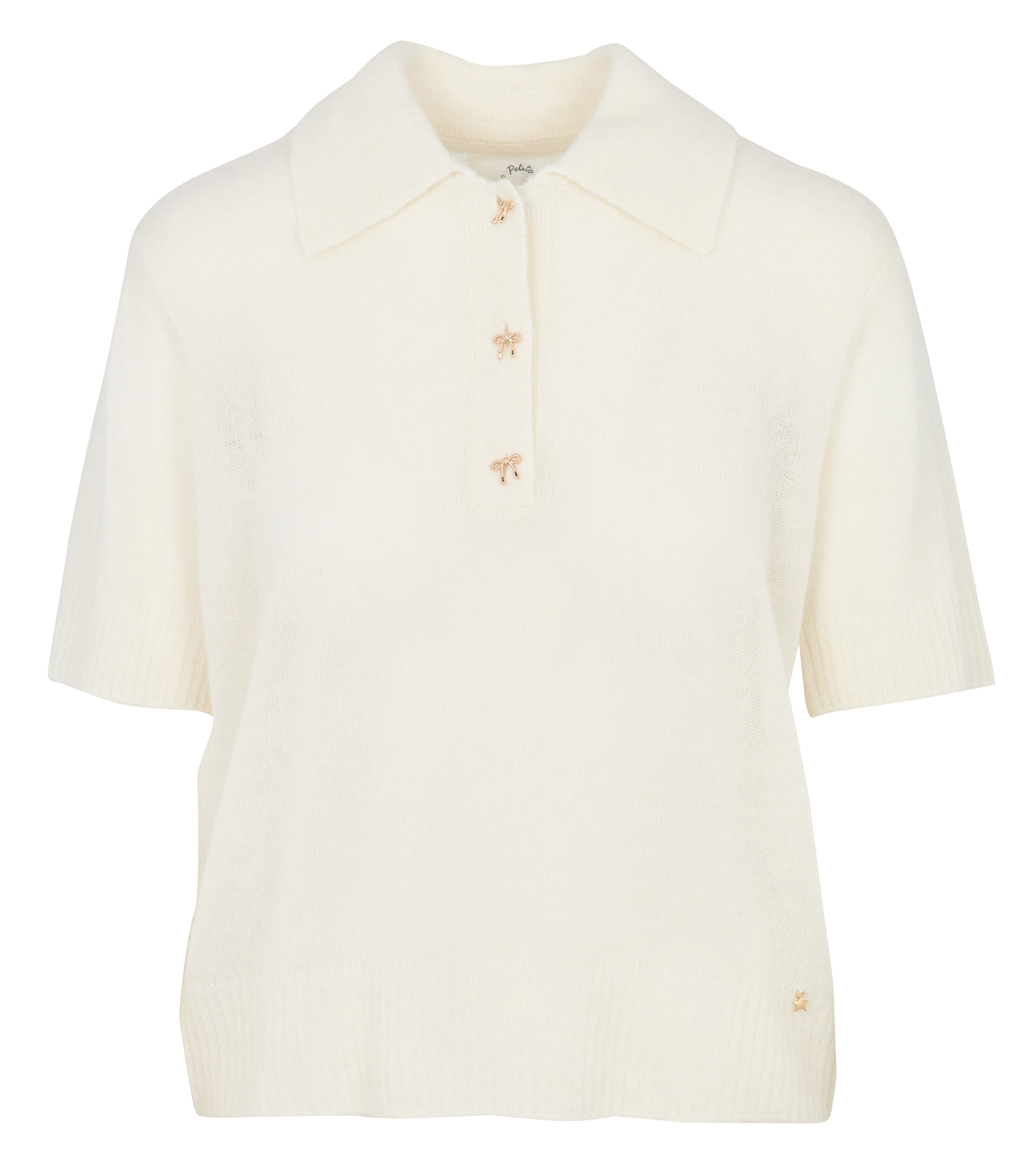 Pull droit col polo en laine mélangée DES PETITS HAUTS Beige