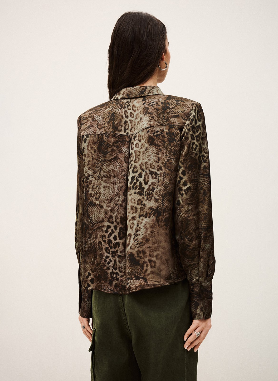 Chemise droite col classique imprimée BA&SH Kaki