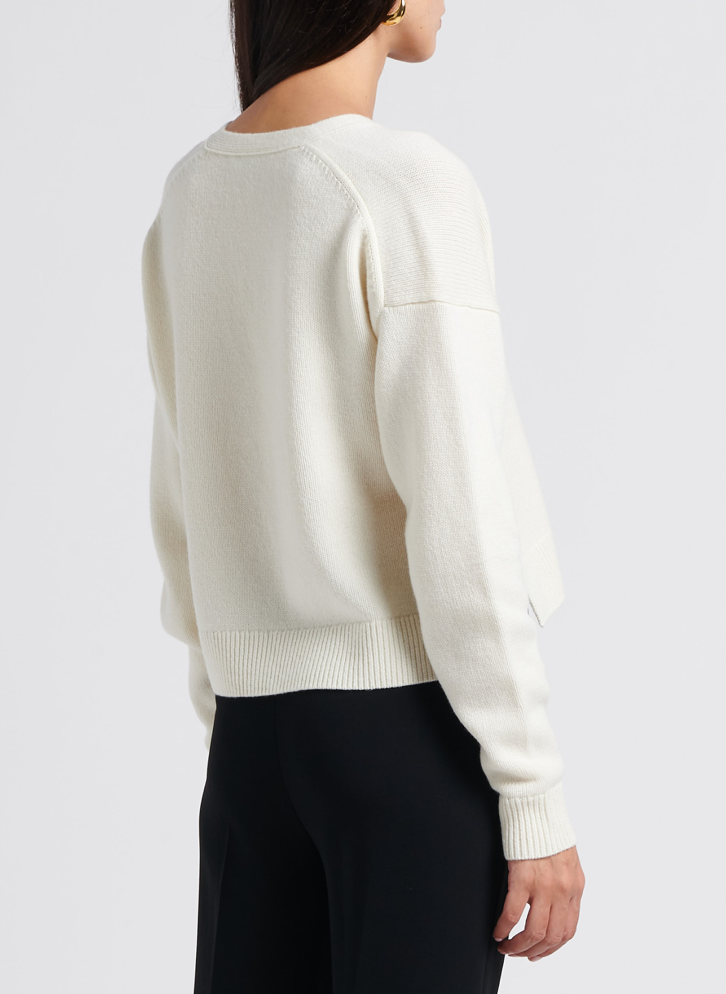Loose-fit wool-blend V-neck cardigan THEORY White
