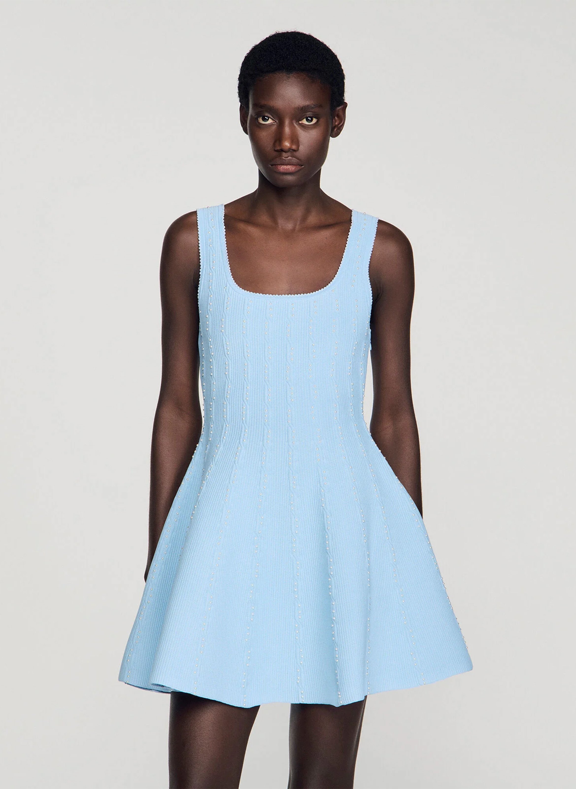Robe courte en maille SANDRO Bleu