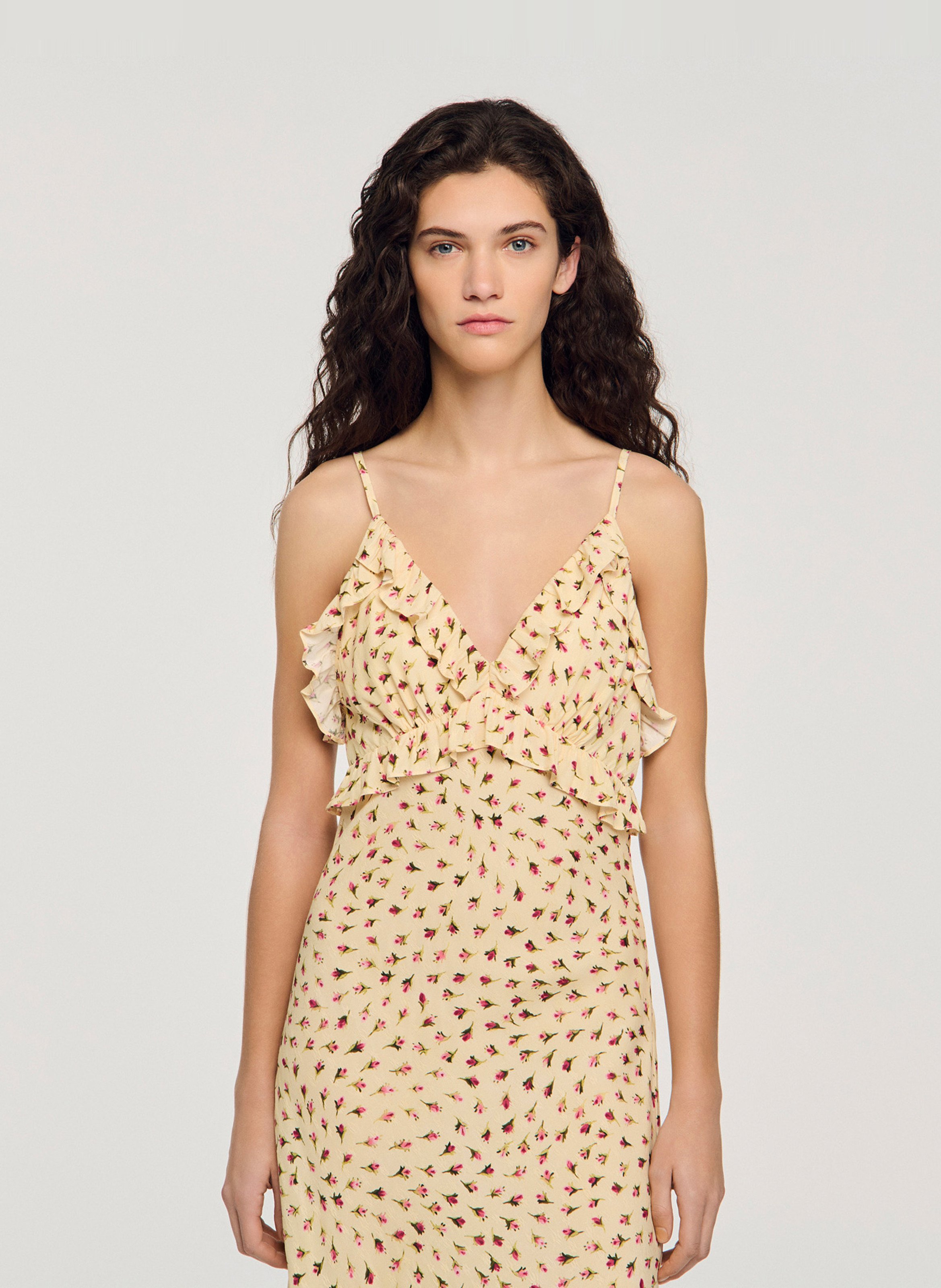 Halflange jurk met print SANDRO Beige