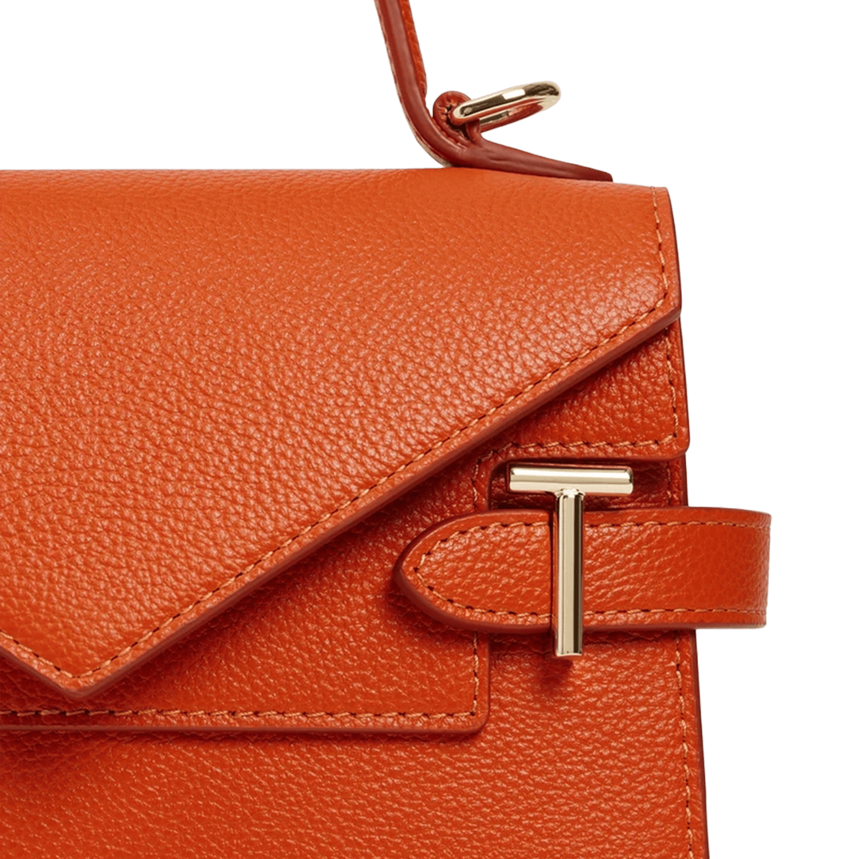 Bowlingtasche aus genarbtem Leder mit Reißverschluss Orange