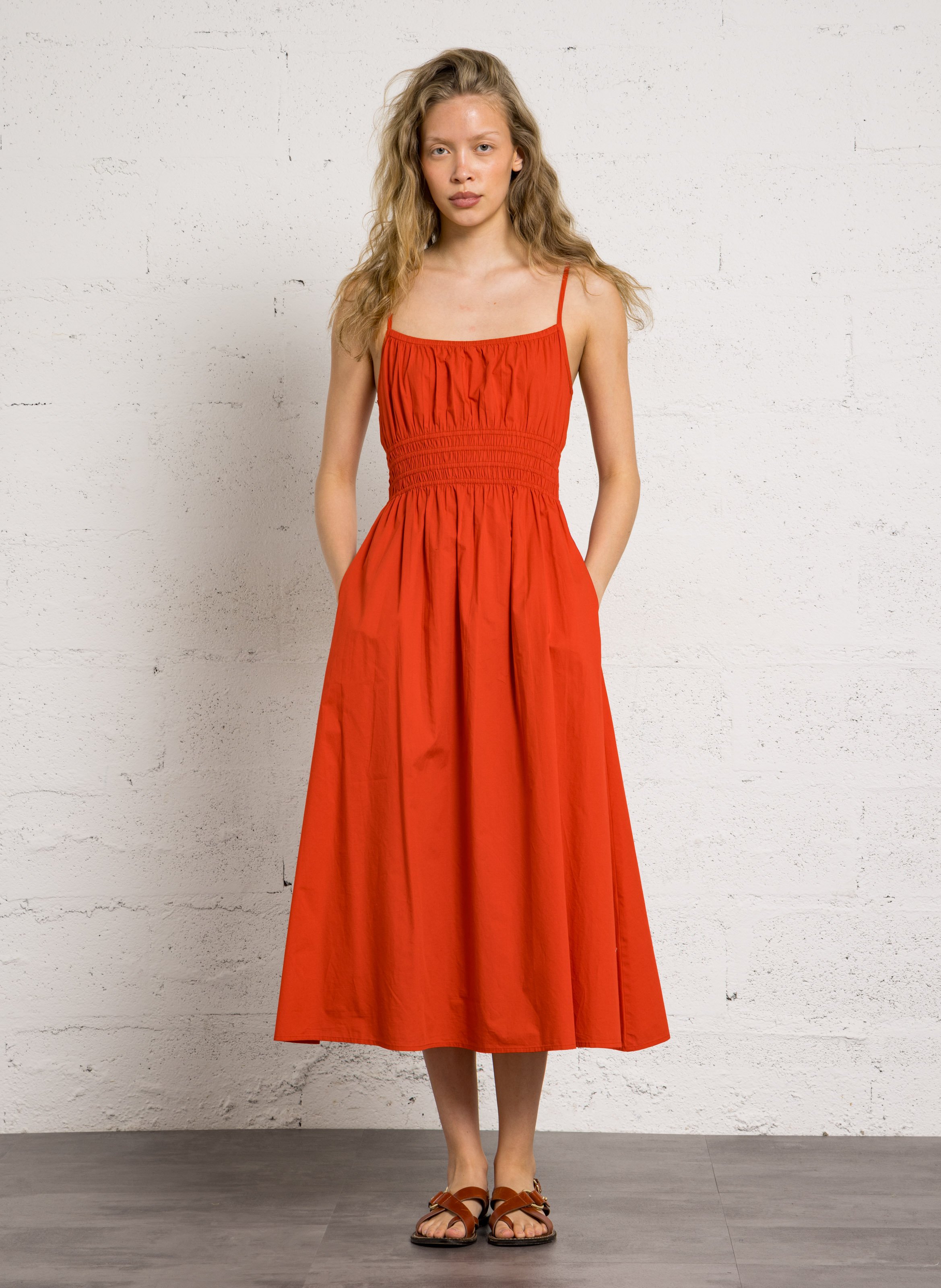 Halflange jurk van katoen PETITE MENDIGOTE Rood